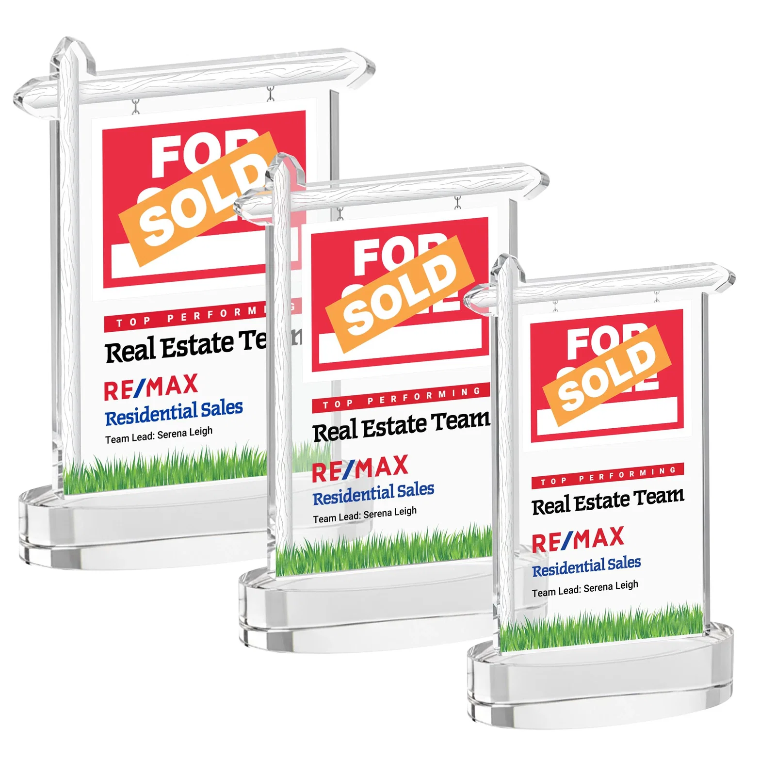 Branded Starfire Crystal Property Sign Award With Grass Detail for corporate award ceremonies