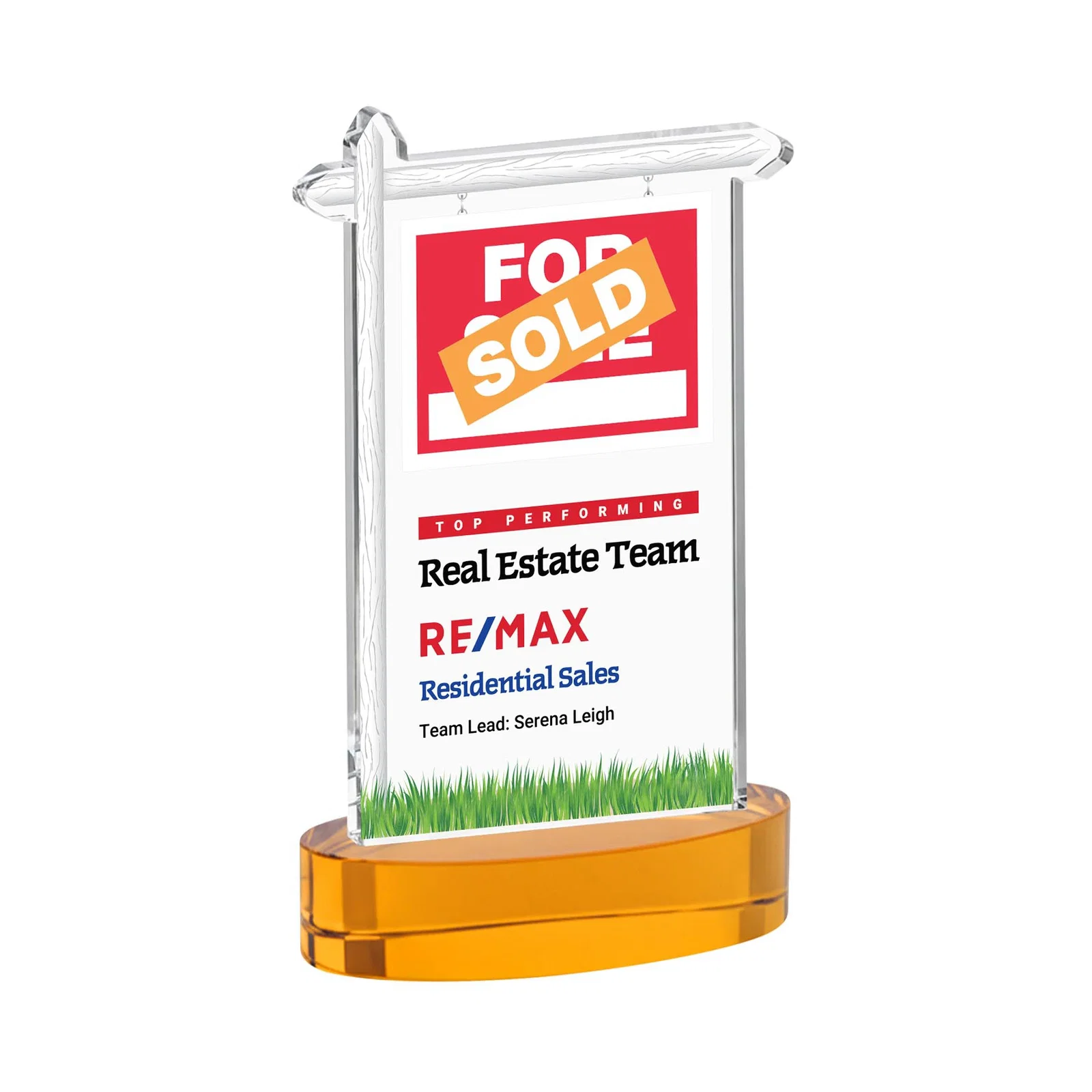 Branded Starfire Crystal Property Sign Award With Grass Detail for donor appreciation