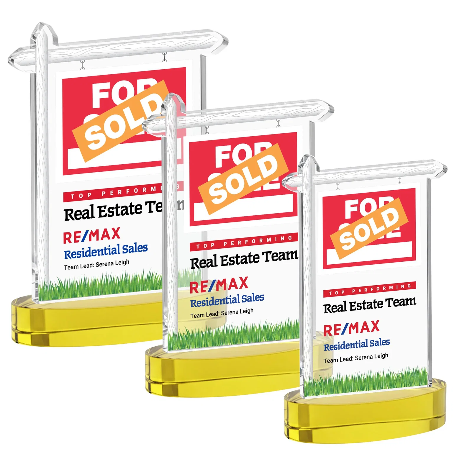Branded Starfire Crystal Property Sign Award With Grass Detail for volunteer appreciation
