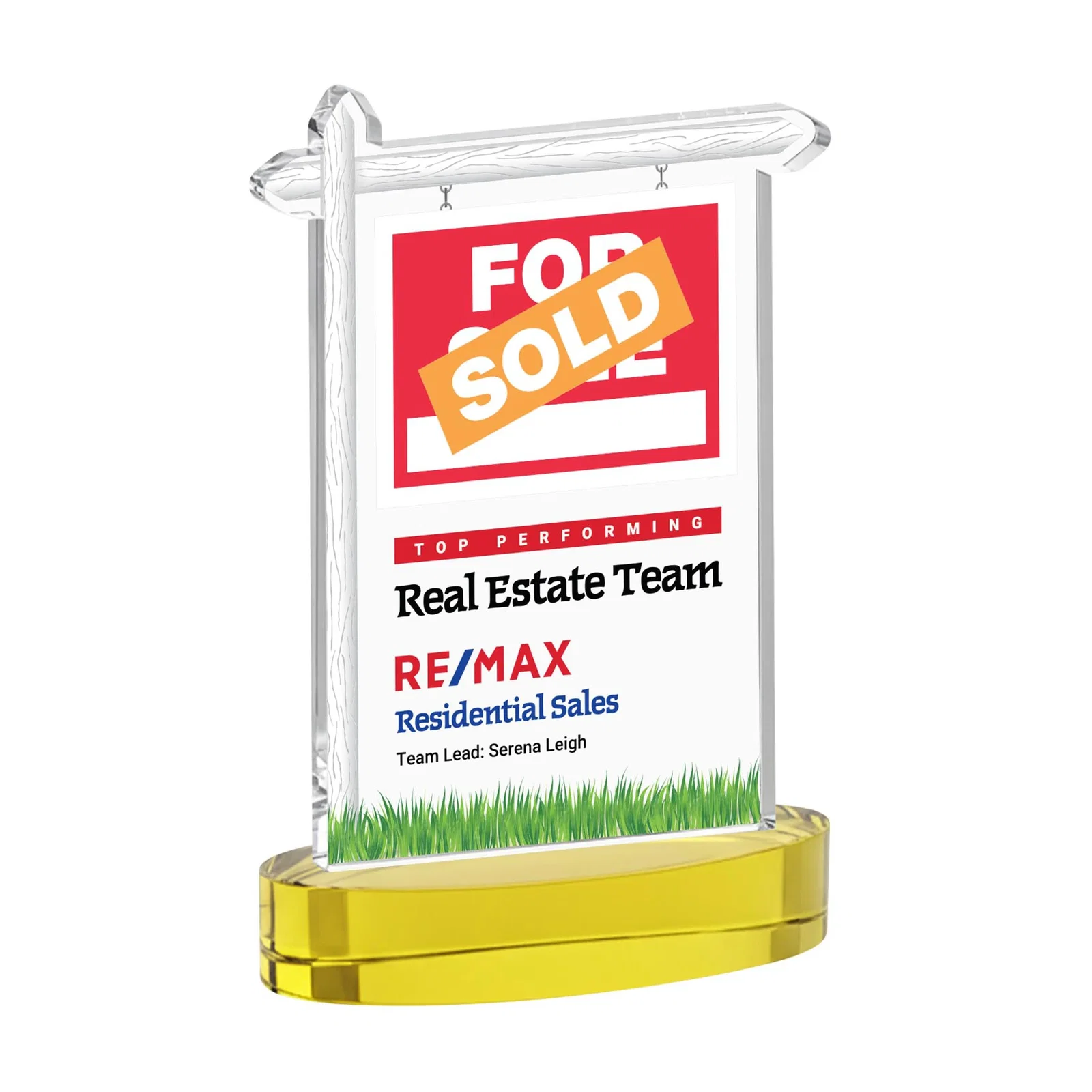 Branded Starfire Crystal Property Sign Award With Grass Detail for company anniversary events