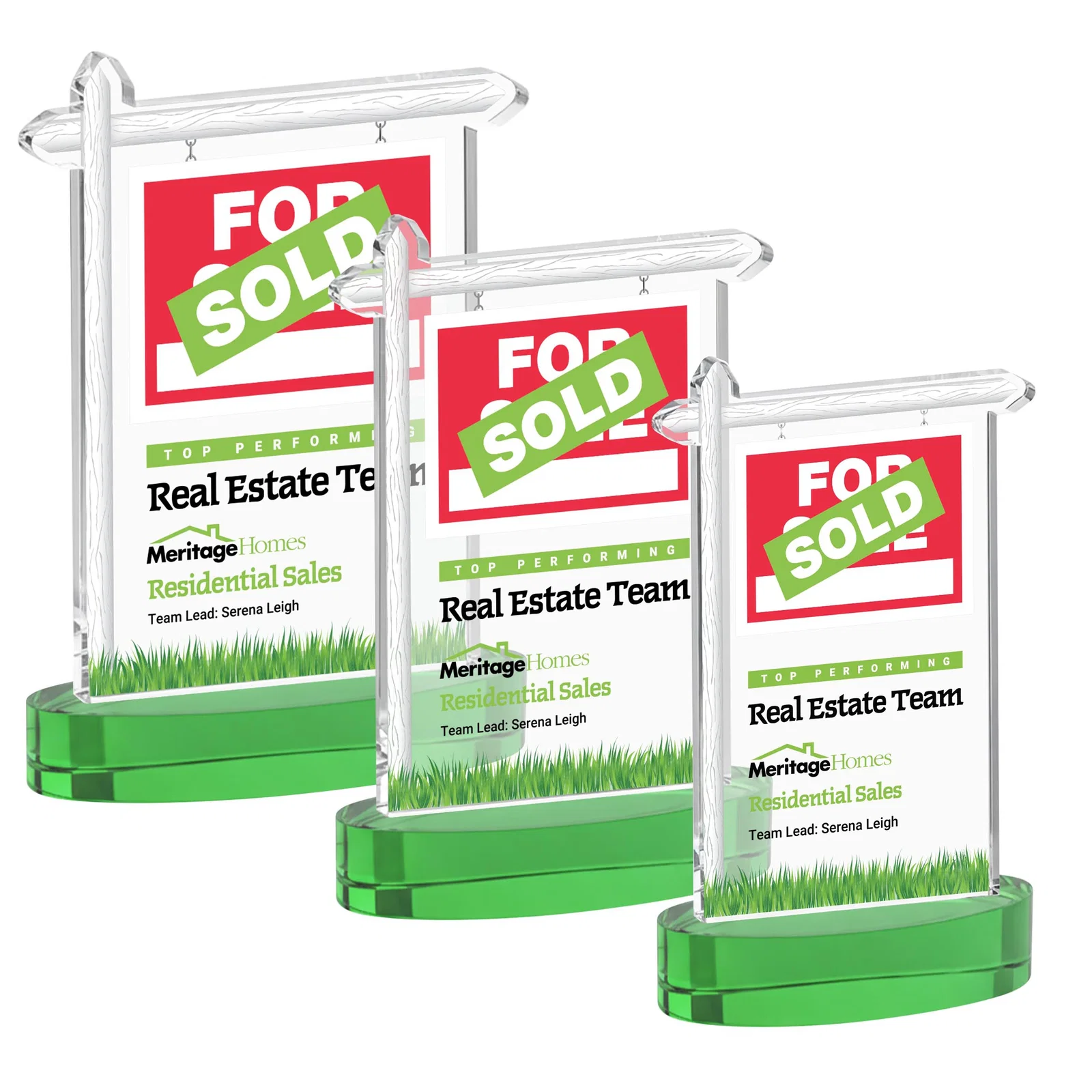 Custom printed Starfire Crystal Property Sign Award With Grass Detail for corporate award ceremonies