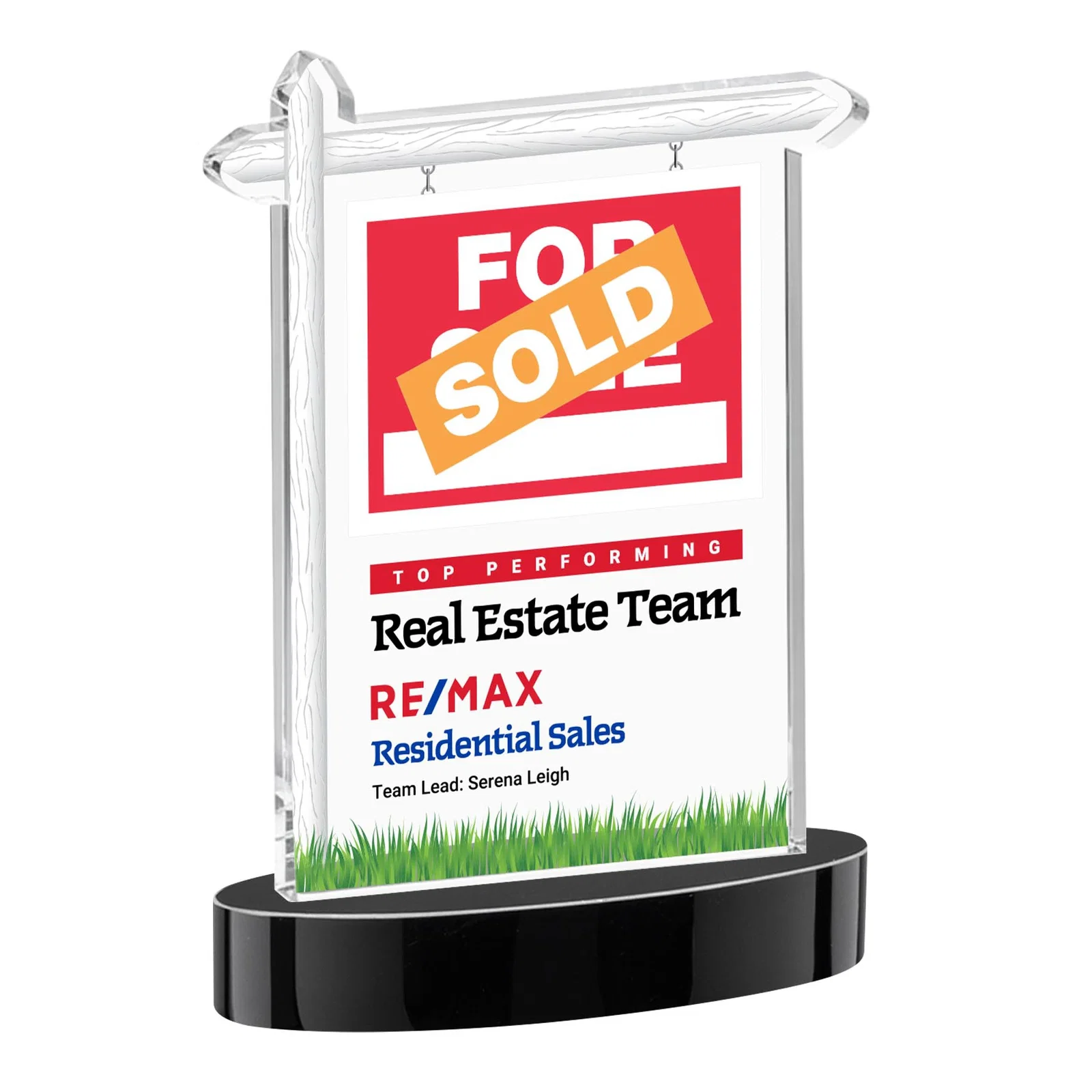 Custom printed Starfire Crystal Property Sign Award With Grass Detail for safety achievement programs