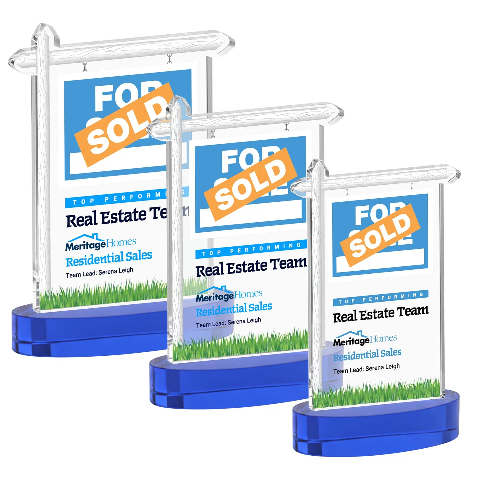 Custom printed Starfire Crystal Property Sign Award With Grass Detail for volunteer appreciation