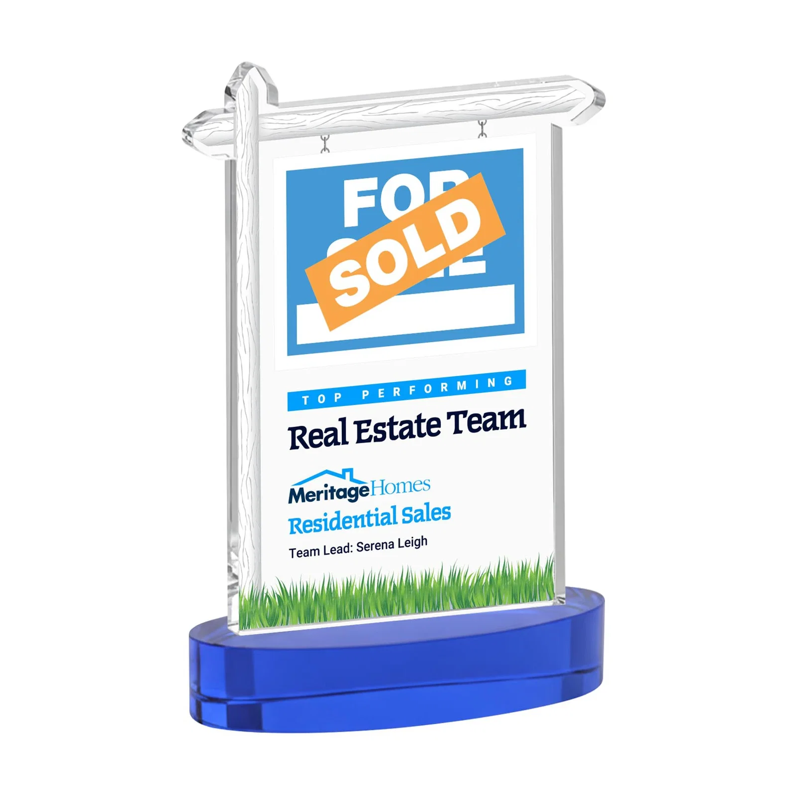 Custom printed Starfire Crystal Property Sign Award With Grass Detail for company anniversary events