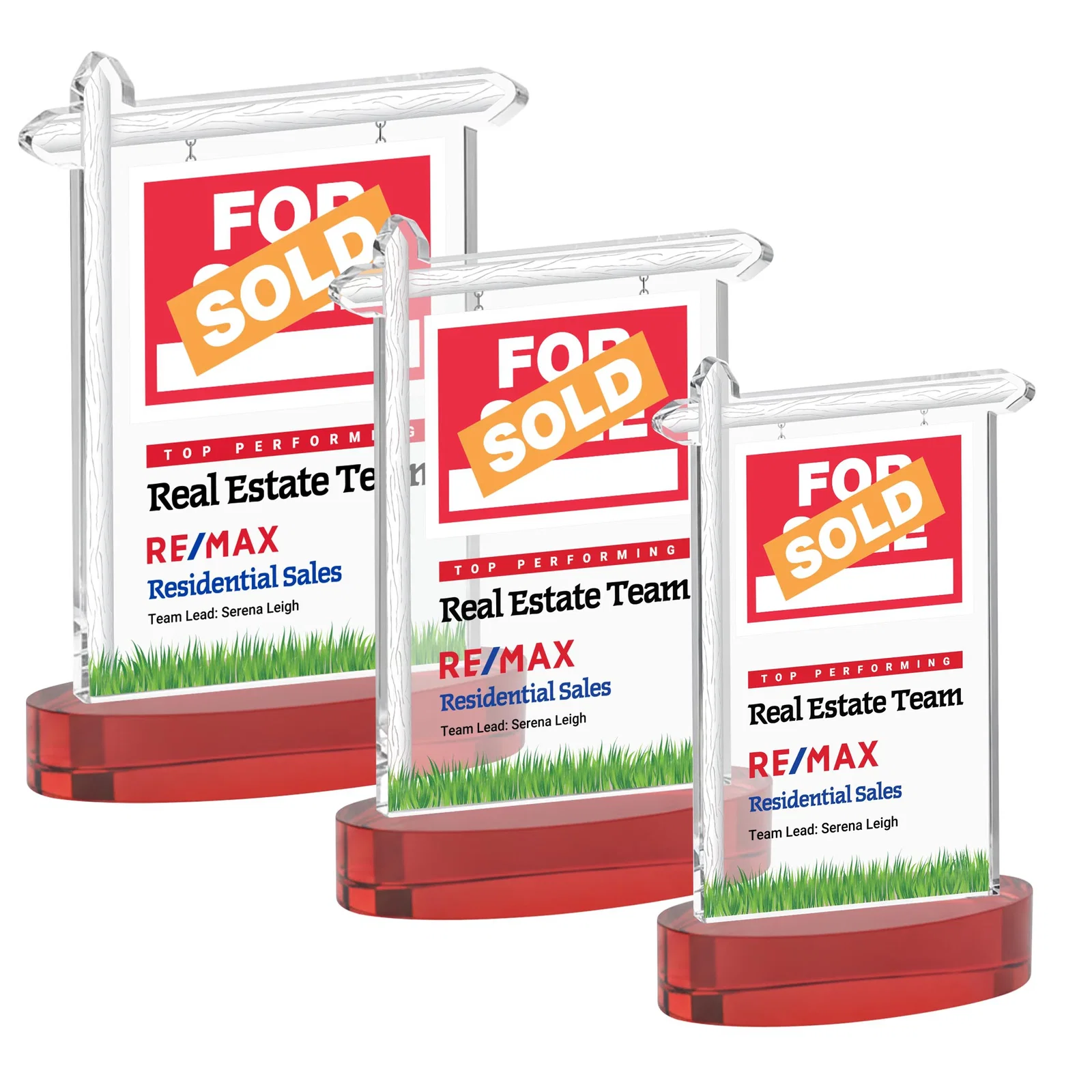 Customized Starfire Crystal Property Sign Award With Grass Detail for corporate award ceremonies