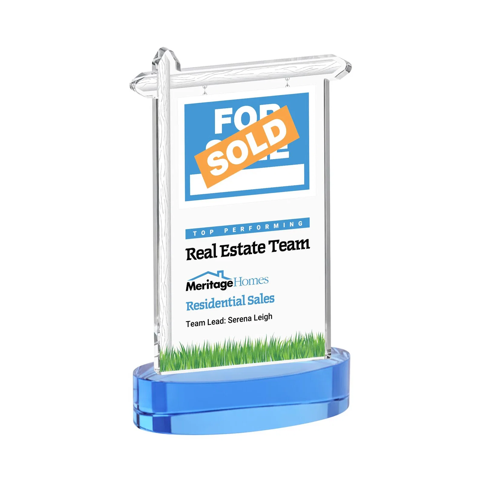 Customized Starfire Crystal Property Sign Award With Grass Detail for donor appreciation
