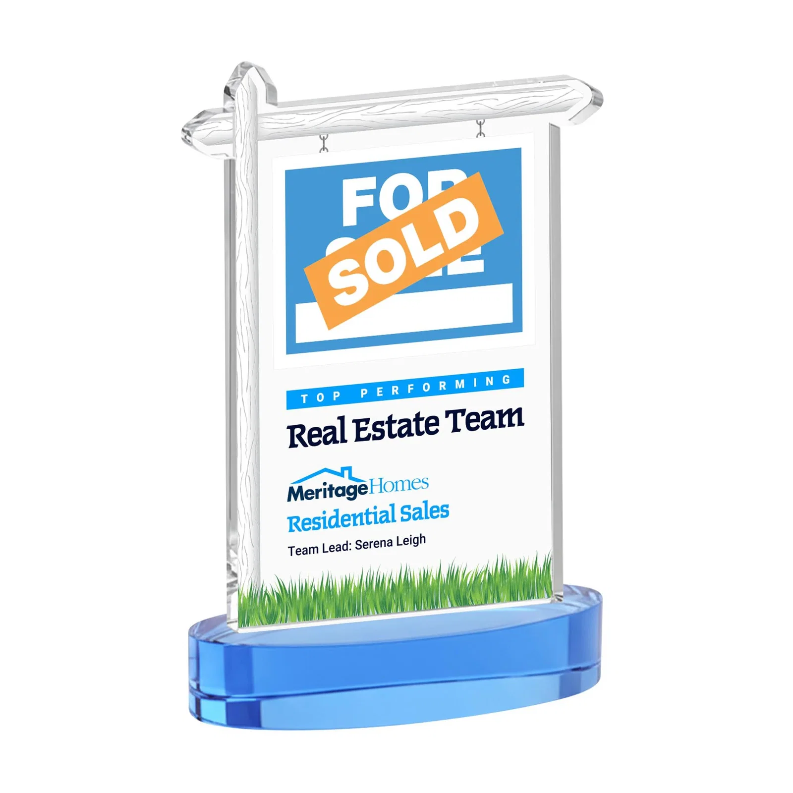 Customized Starfire Crystal Property Sign Award With Grass Detail for graduation ceremonies