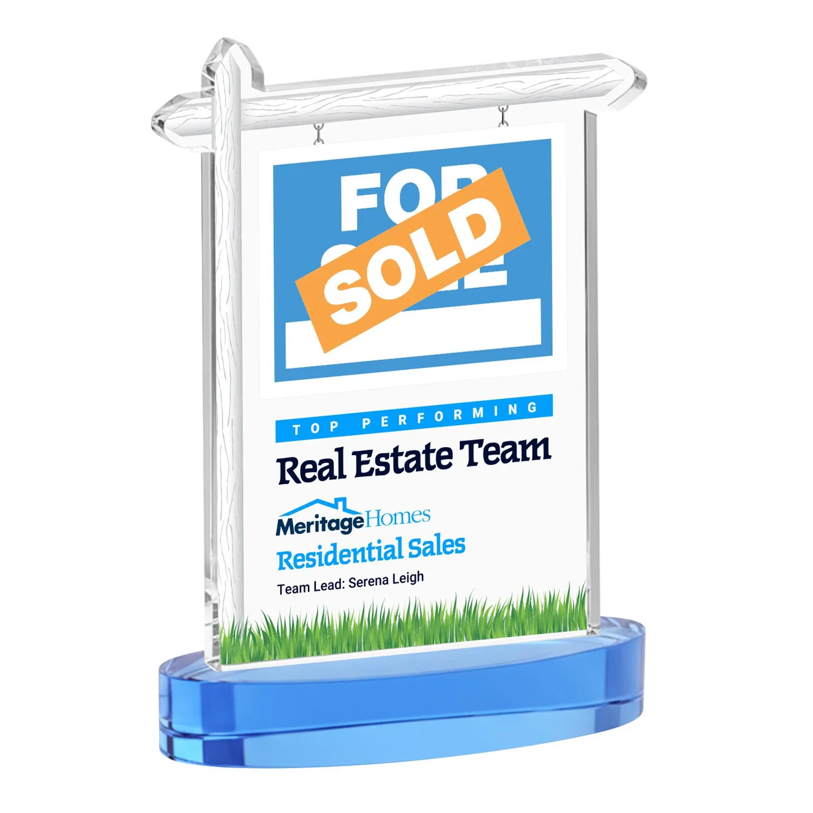 Customized Starfire Crystal Property Sign Award With Grass Detail for safety achievement programs