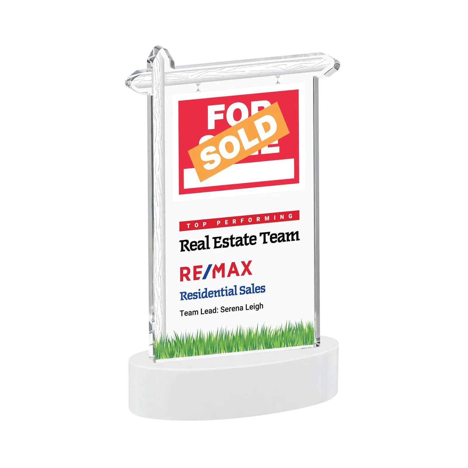 Customized Starfire Crystal Property Sign Award With Grass Detail for dealer and partner awards