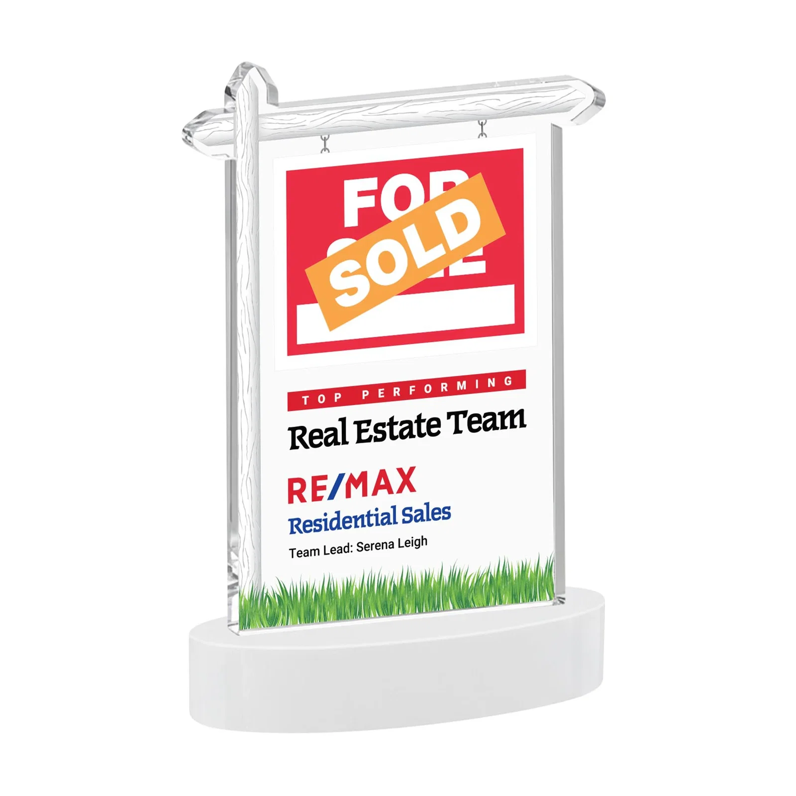 Customized Starfire Crystal Property Sign Award With Grass Detail for company anniversary events