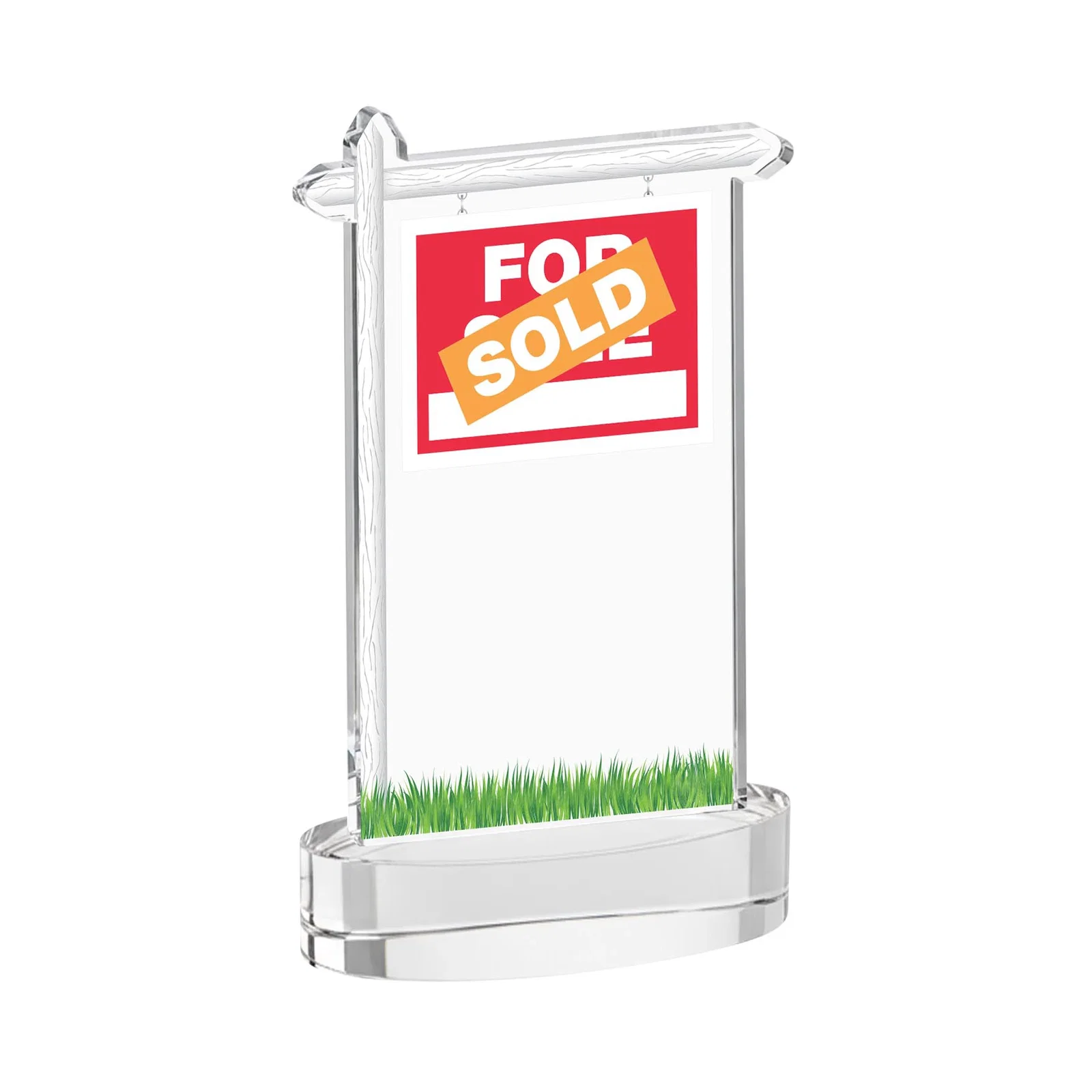 Custom engraved Starfire Crystal Property Sign Award With Grass Detail for corporate award ceremonies