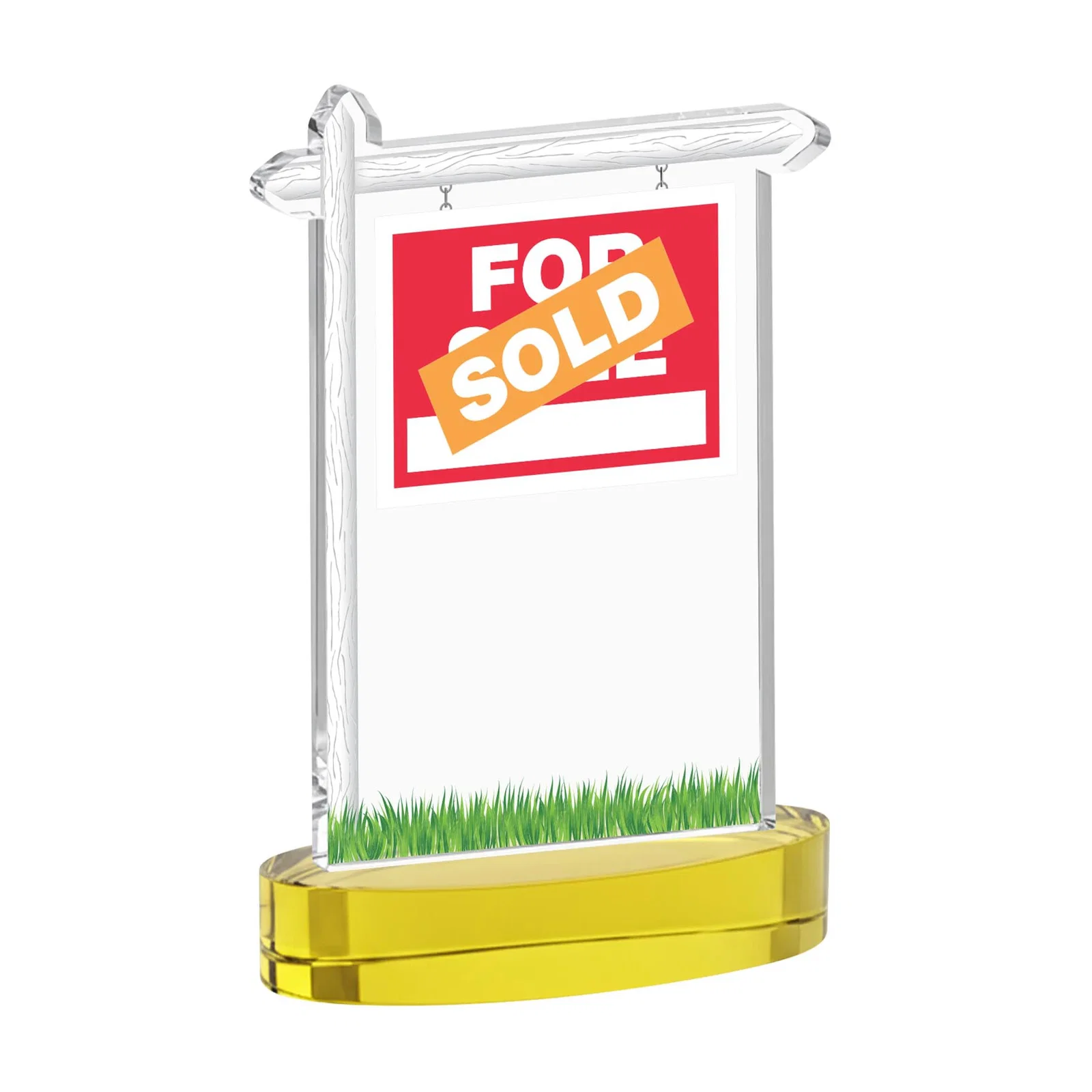 Custom engraved Starfire Crystal Property Sign Award With Grass Detail for safety achievement programs