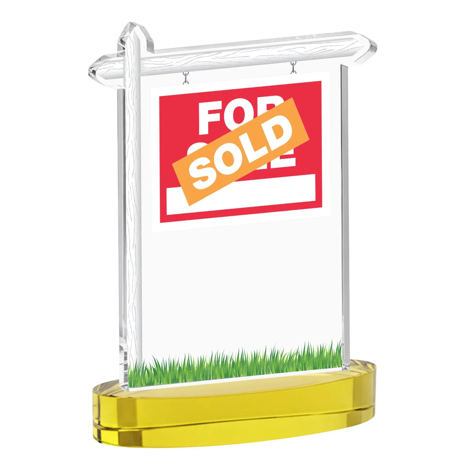Custom engraved Starfire Crystal Property Sign Award With Grass Detail for volunteer appreciation