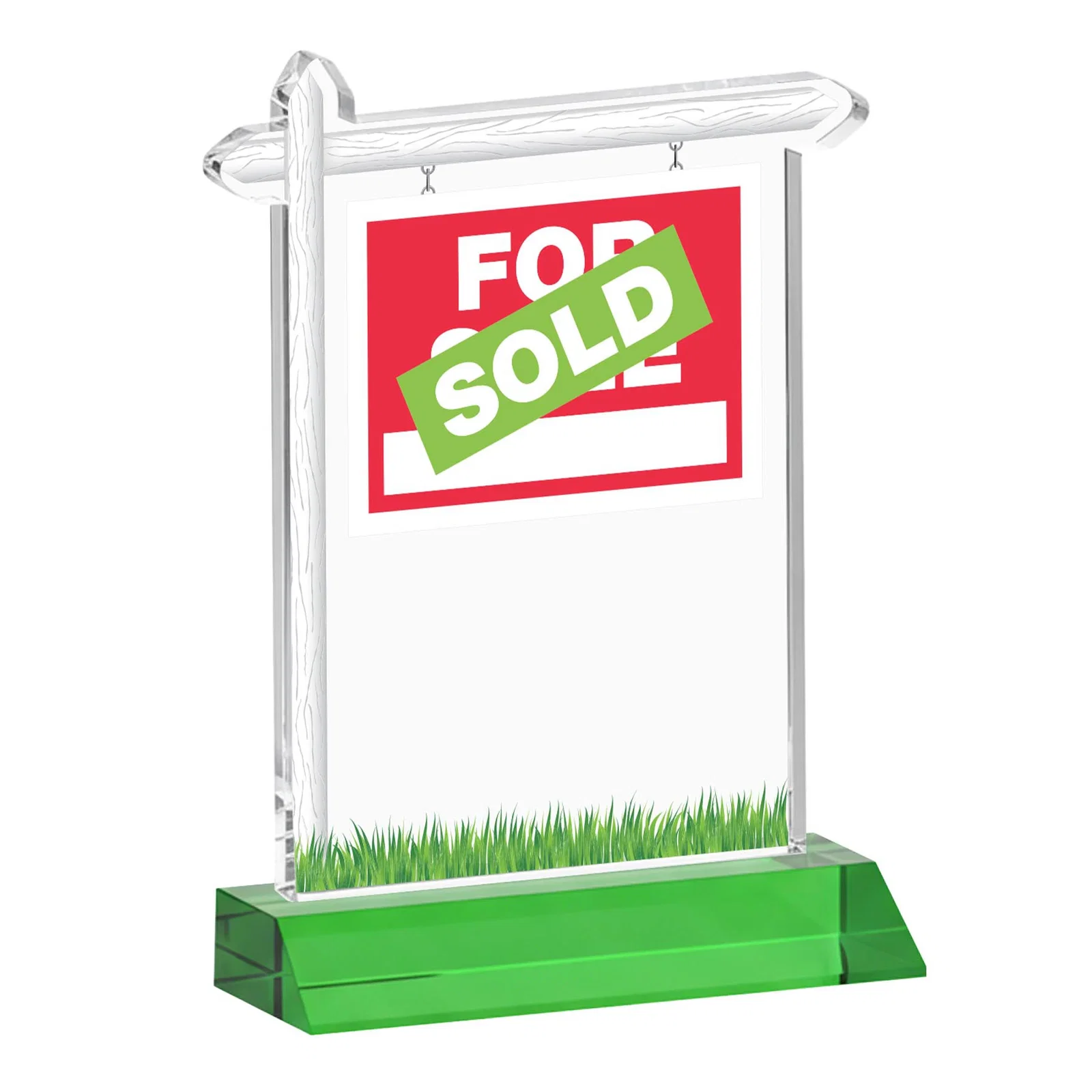 Custom engraved Starfire Crystal Property Sign Award on Mitered Seam Base for dealer and partner awards
