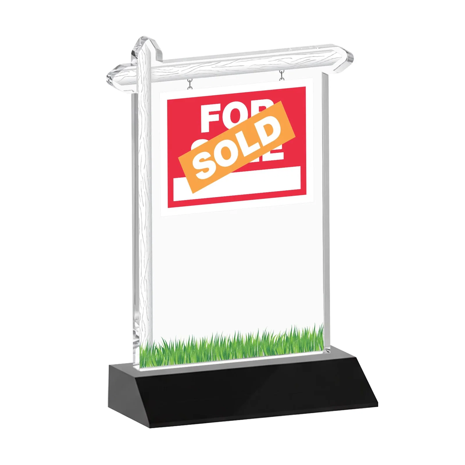 Custom Starfire Crystal Property Sign Award on Mitered Seam Base, with your logo for employee recognition