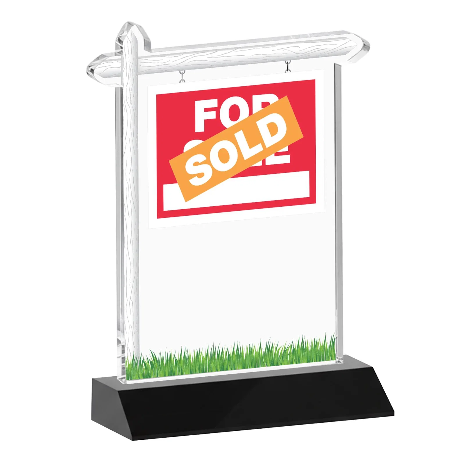 Custom Starfire Crystal Property Sign Award on Mitered Seam Base, with your logo for corporate award ceremonies