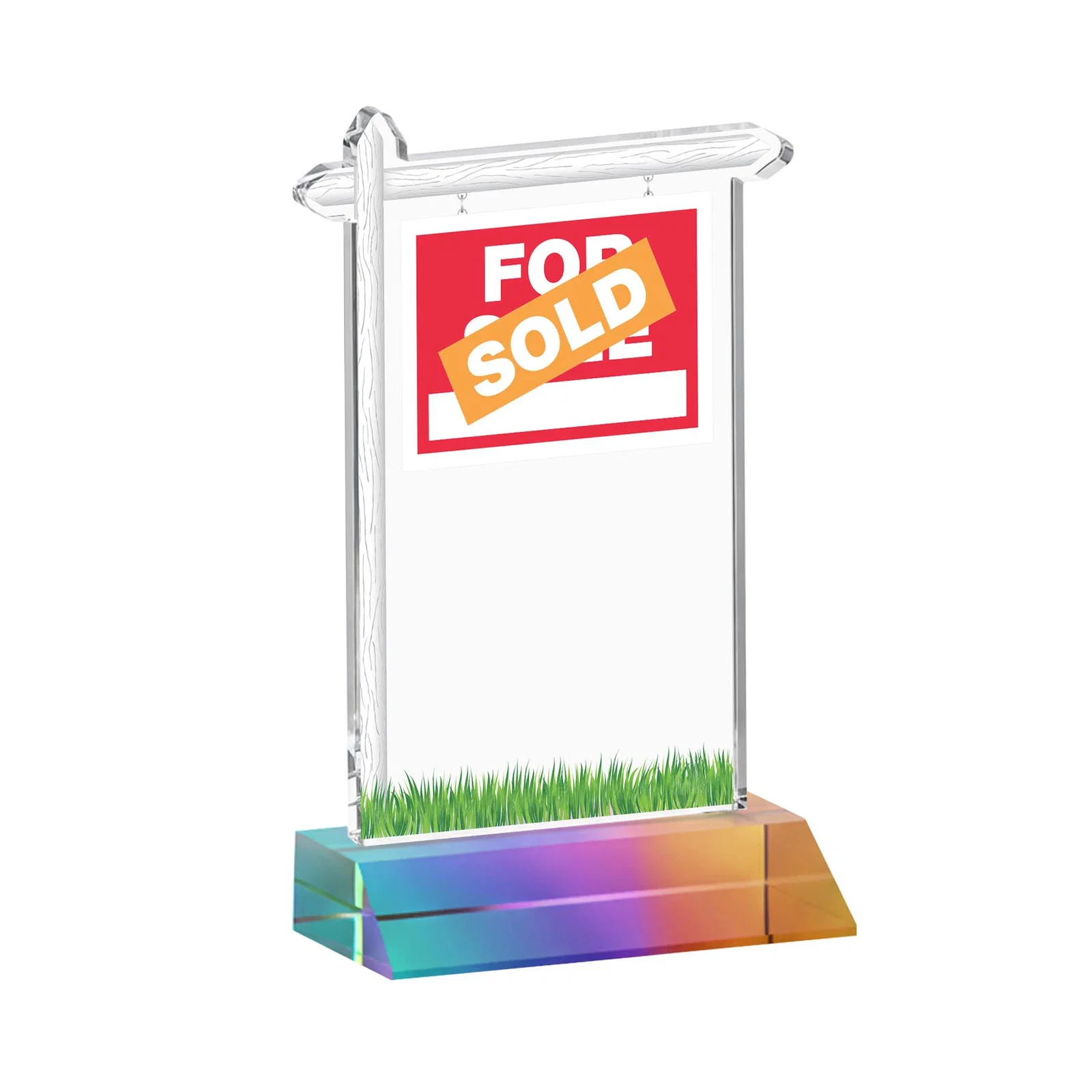 Custom Starfire Crystal Property Sign Award on Mitered Seam Base, with your logo for team milestone celebrations