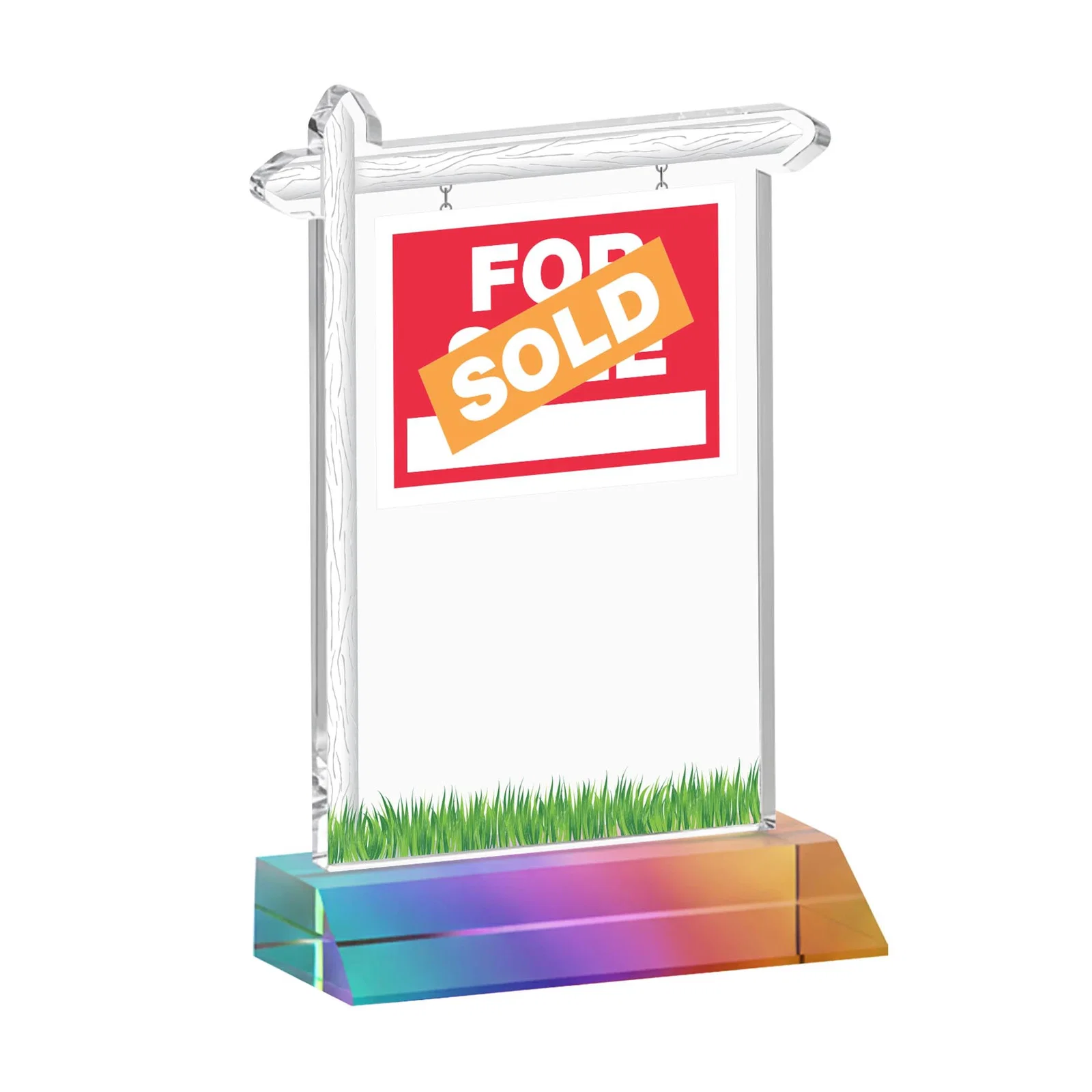 Custom Starfire Crystal Property Sign Award on Mitered Seam Base, with your logo for donor appreciation