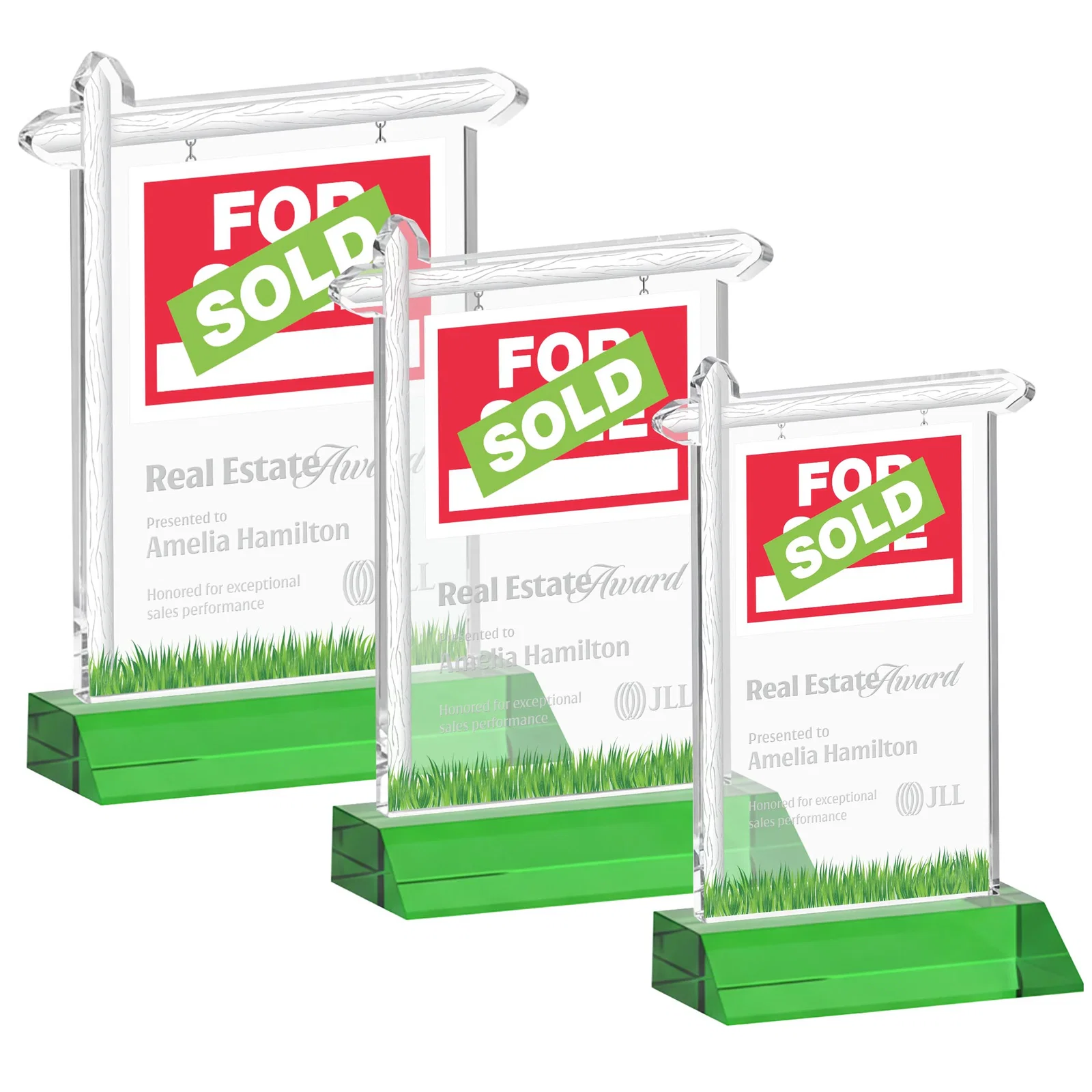 Custom Starfire Crystal Property Sign Award on Mitered Seam Base for volunteer appreciation