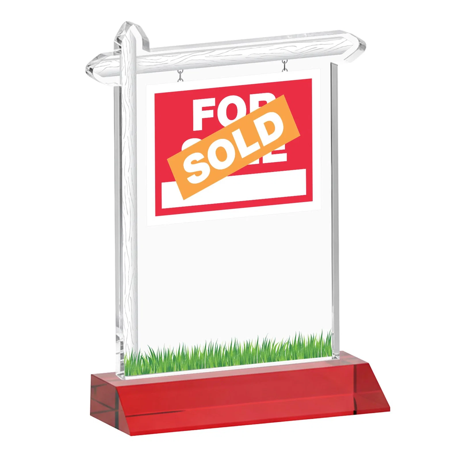 Custom Starfire Crystal Property Sign Award on Mitered Seam Base, with your logo for dealer and partner awards