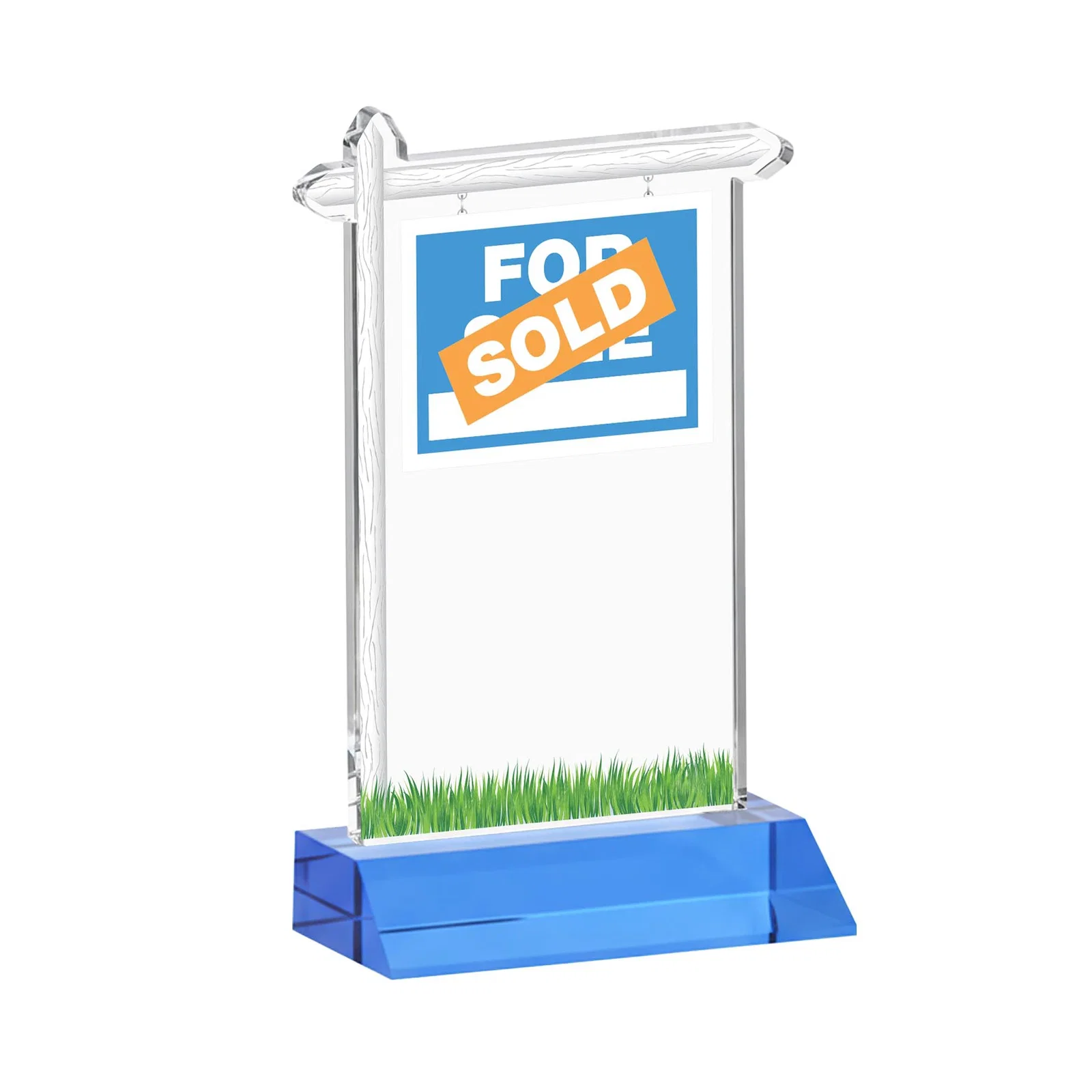 Custom Starfire Crystal Property Sign Award on Mitered Seam Base, with your logo for company anniversary events