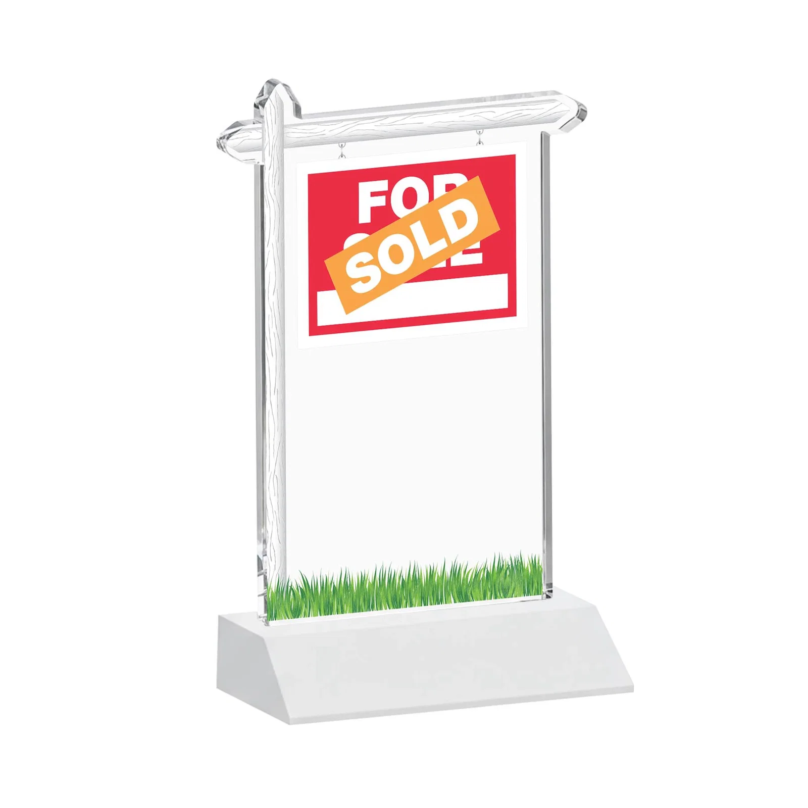 Personalized Starfire Crystal Property Sign Award on Mitered Seam Base, with your logo for service anniversary gifts