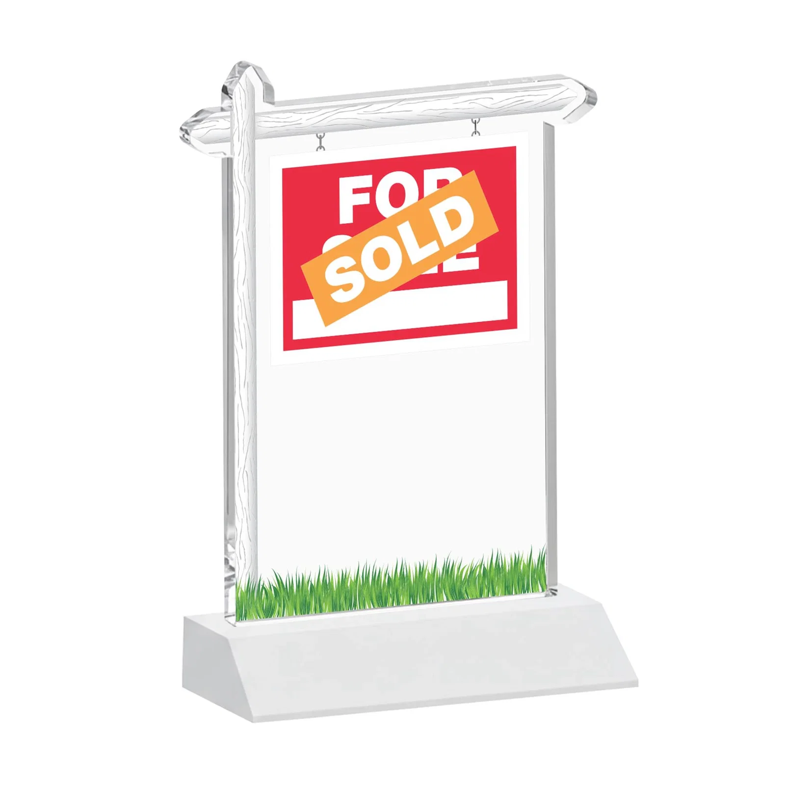 Personalized Starfire Crystal Property Sign Award on Mitered Seam Base, with your logo for sales achievement awards