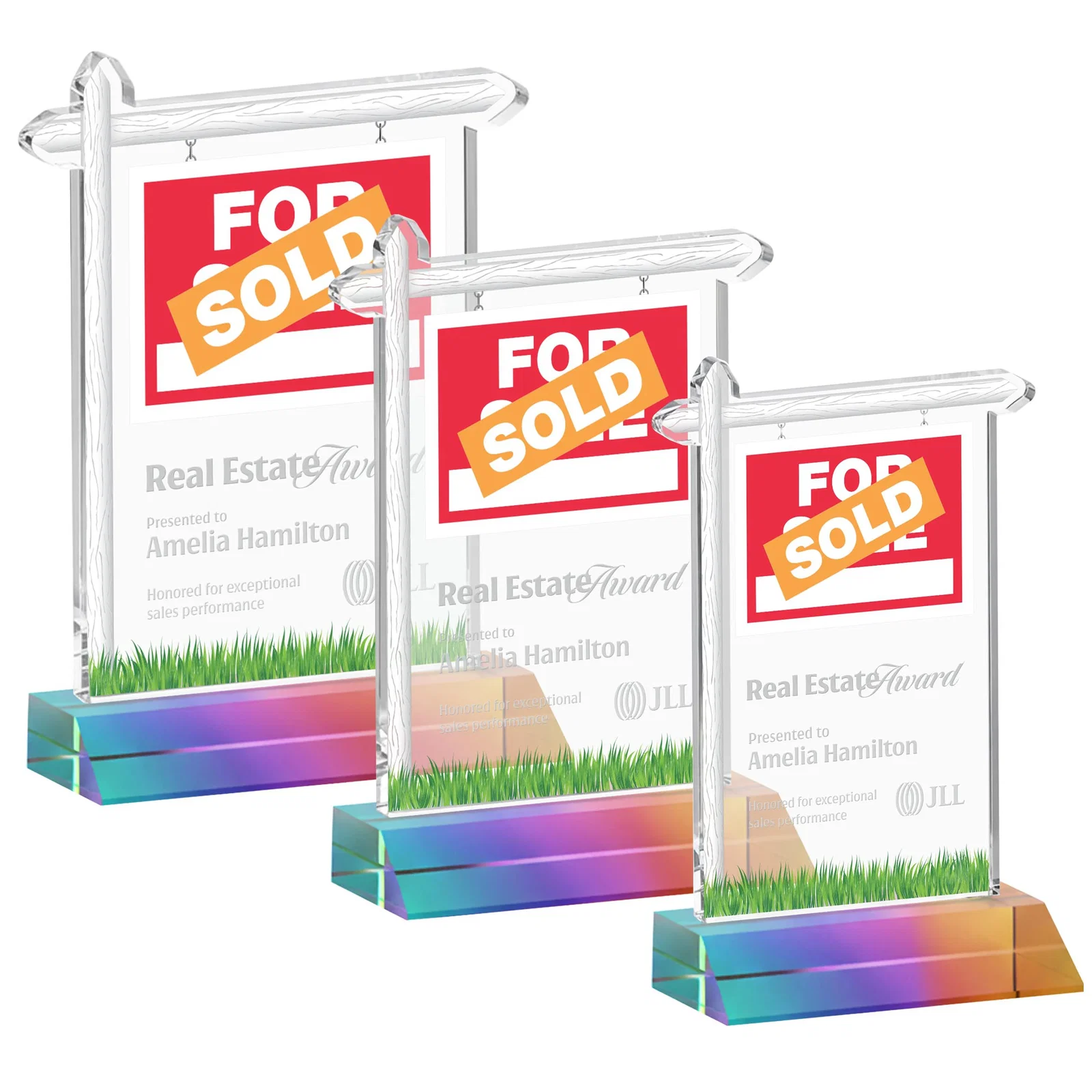 Personalized Starfire Crystal Property Sign Award on Mitered Seam Base for volunteer appreciation