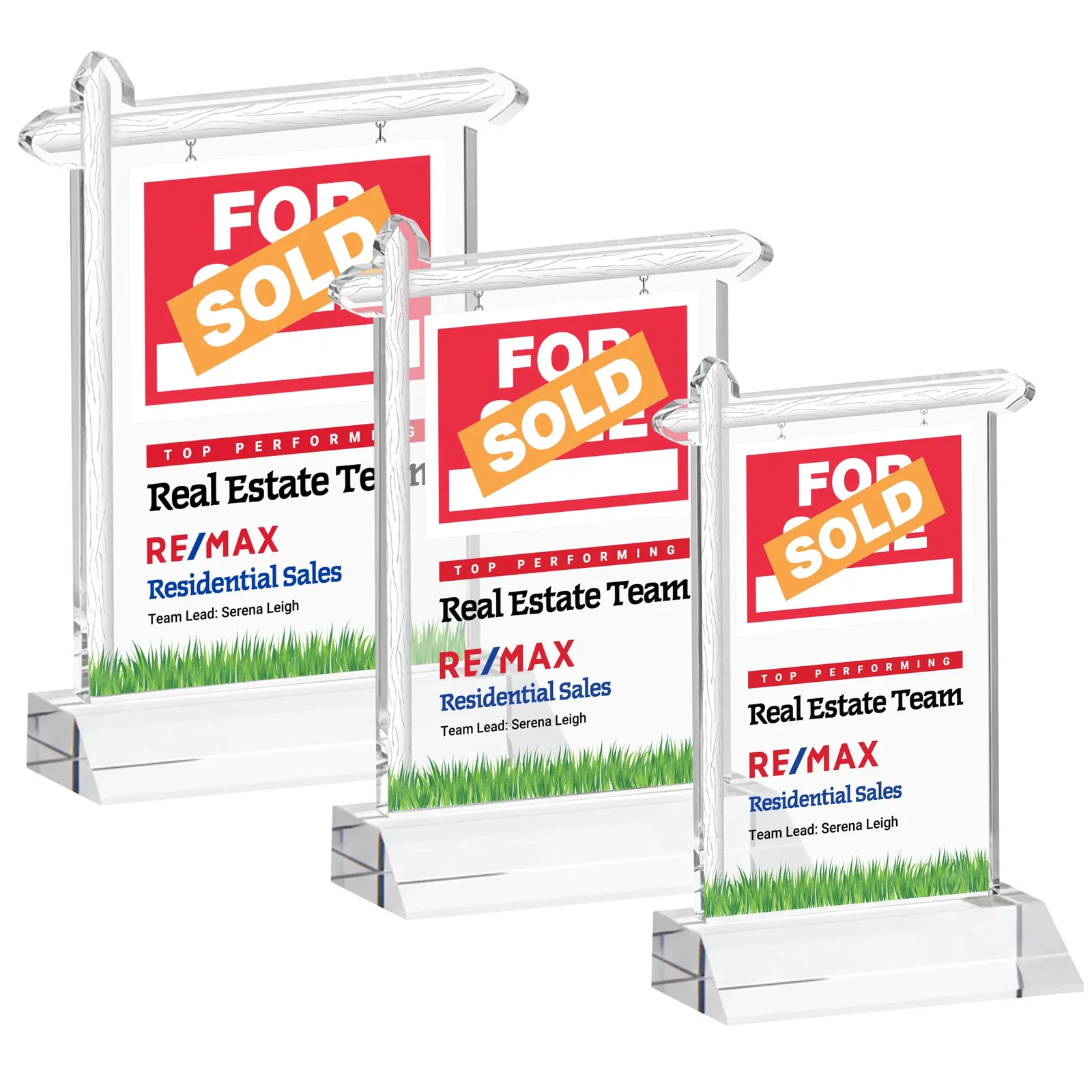 Branded Starfire Crystal Property Sign Award on Mitered Seam Base for corporate award ceremonies