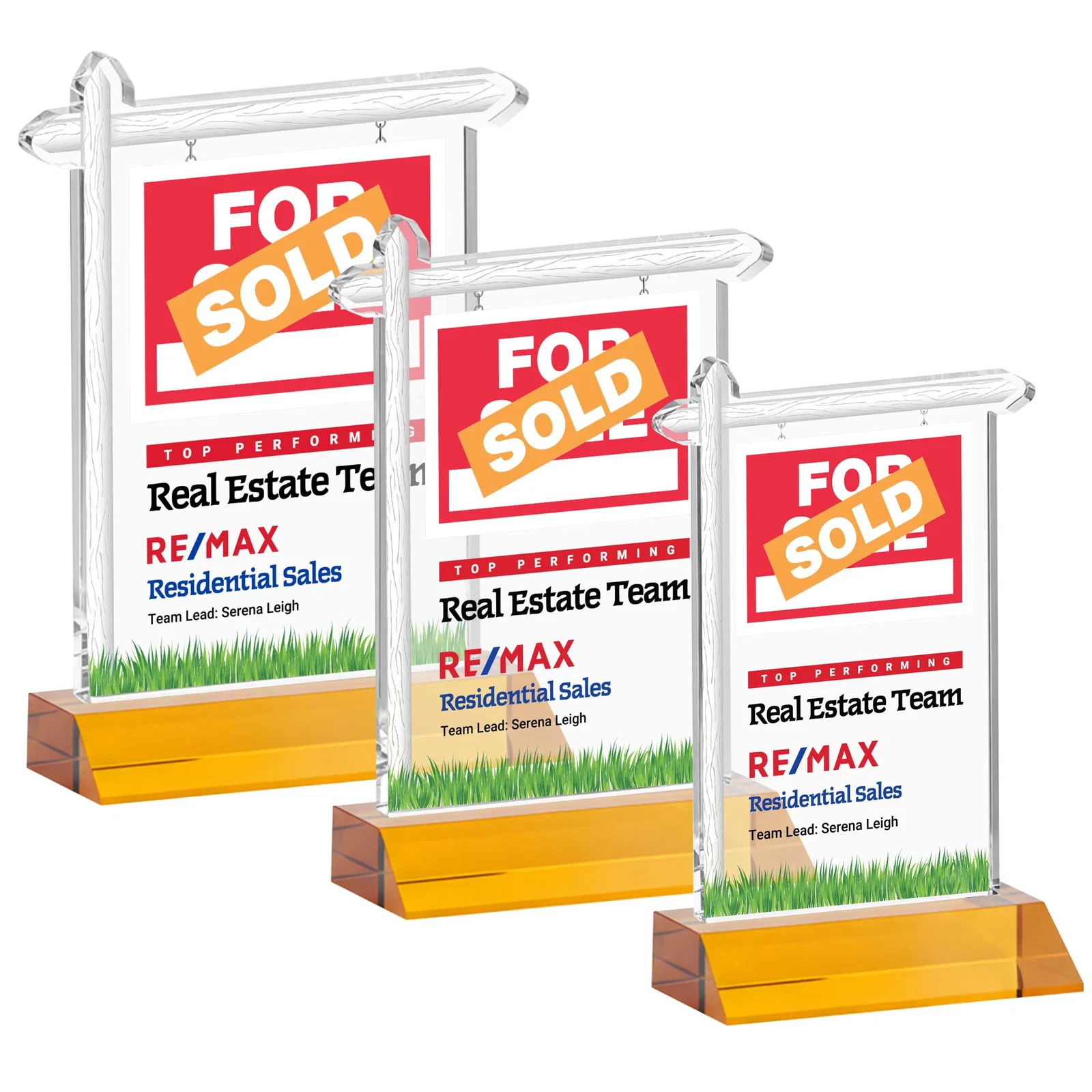 Branded Starfire Crystal Property Sign Award on Mitered Seam Base for team milestone celebrations