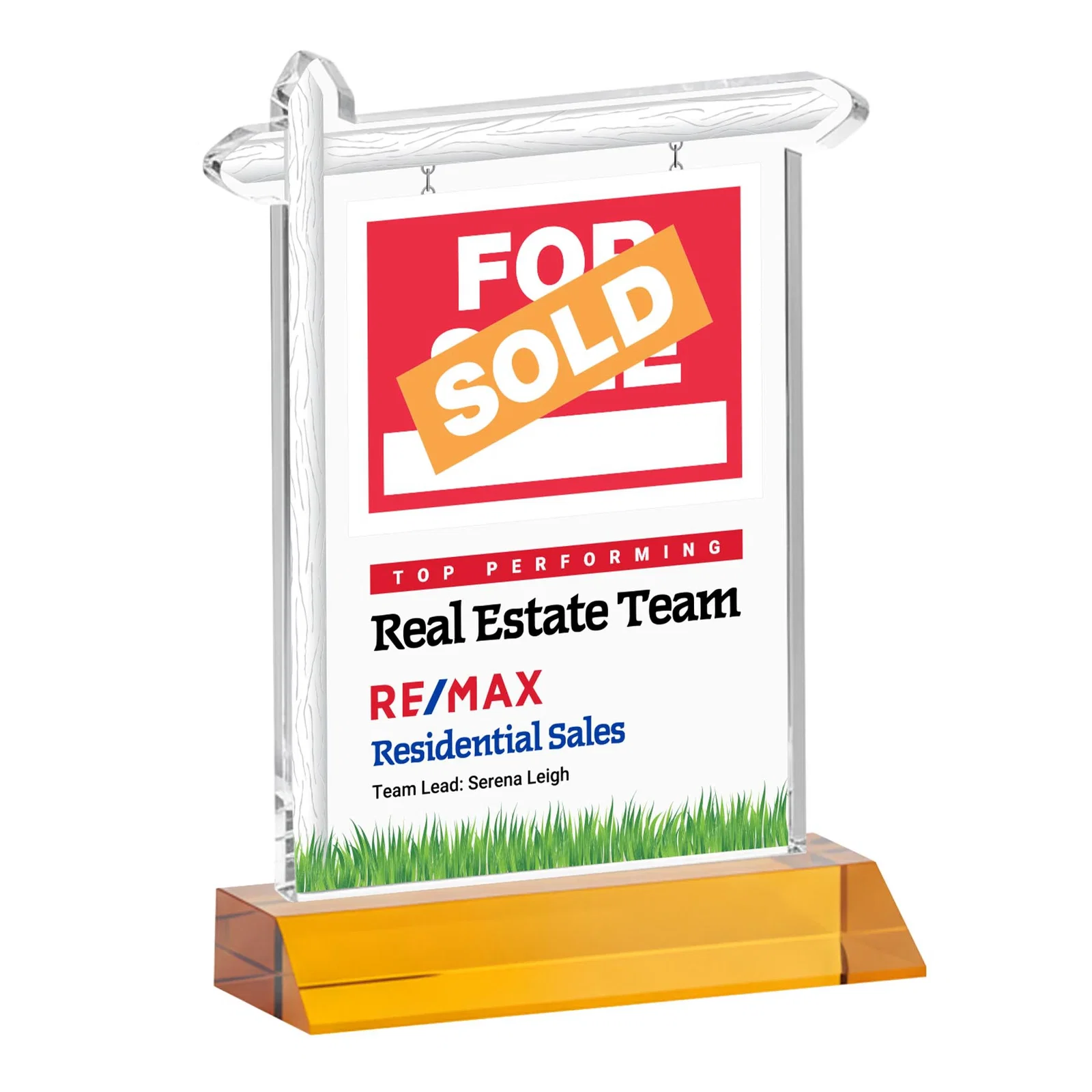 Branded Starfire Crystal Property Sign Award on Mitered Seam Base for safety achievement programs