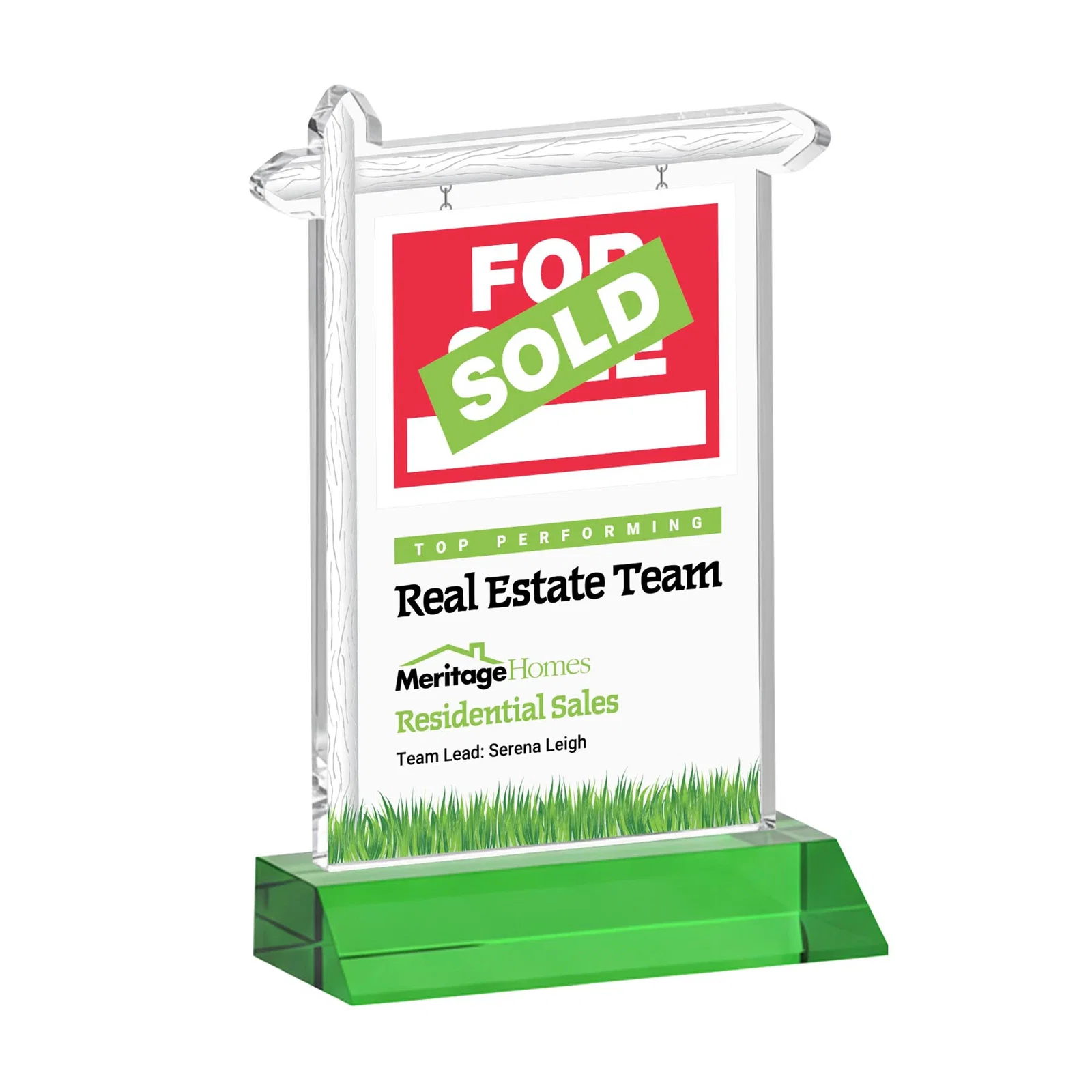 Branded Starfire Crystal Property Sign Award on Mitered Seam Base for company anniversary events