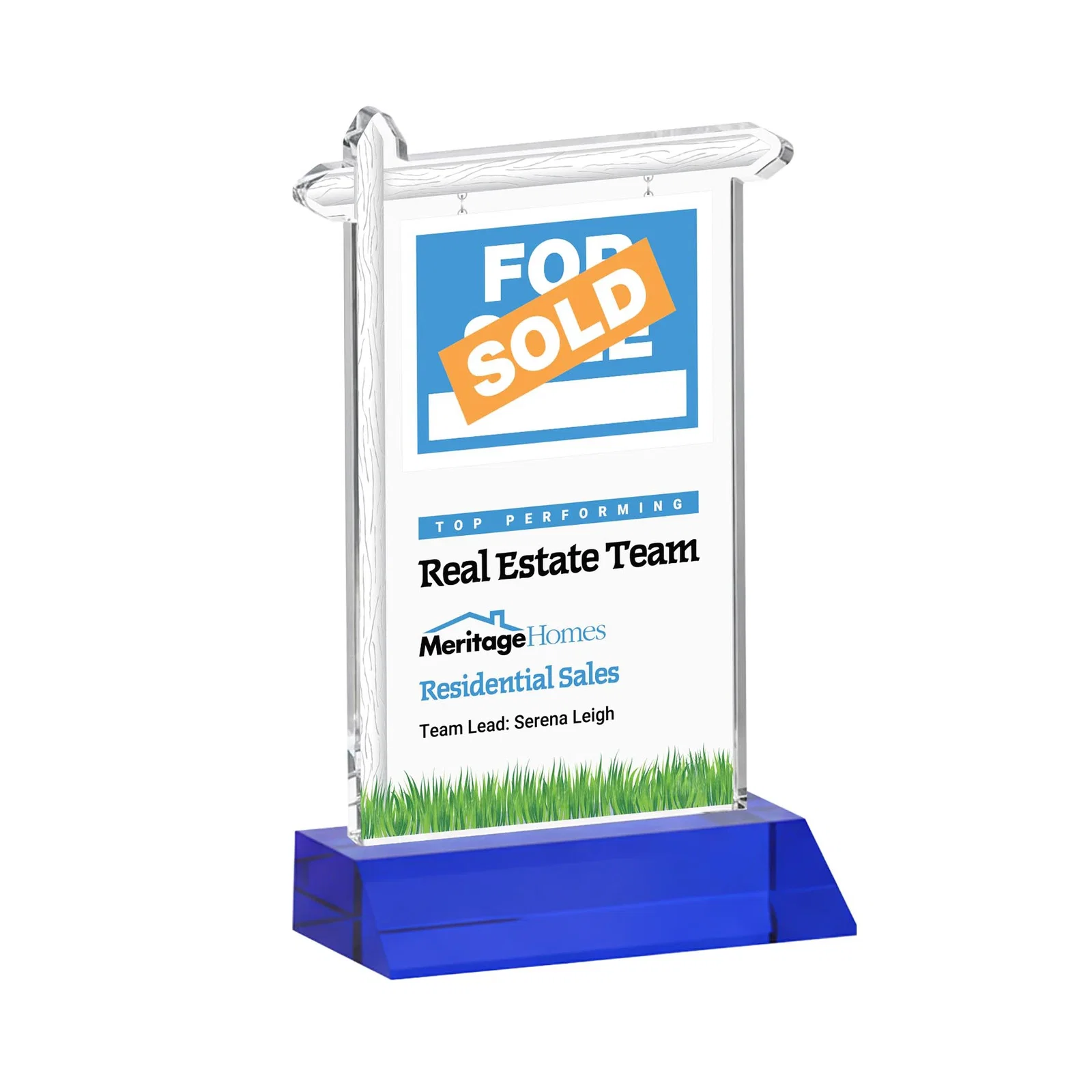 Custom printed Starfire Crystal Property Sign Award on Mitered Seam Base for graduation ceremonies