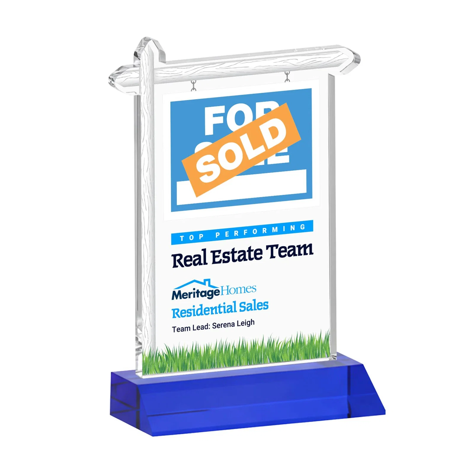 Custom printed Starfire Crystal Property Sign Award on Mitered Seam Base for safety achievement programs