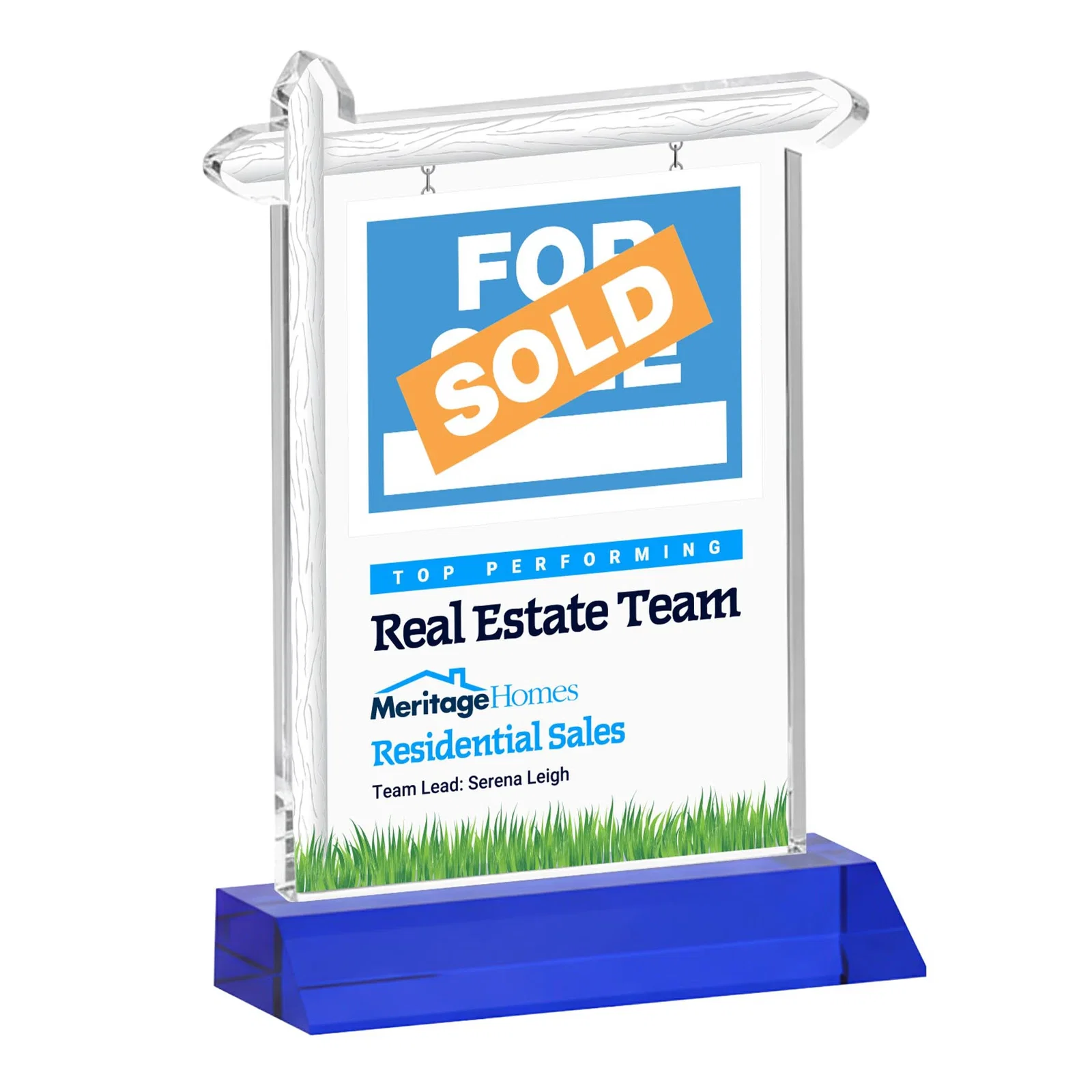 Custom printed Starfire Crystal Property Sign Award on Mitered Seam Base for volunteer appreciation