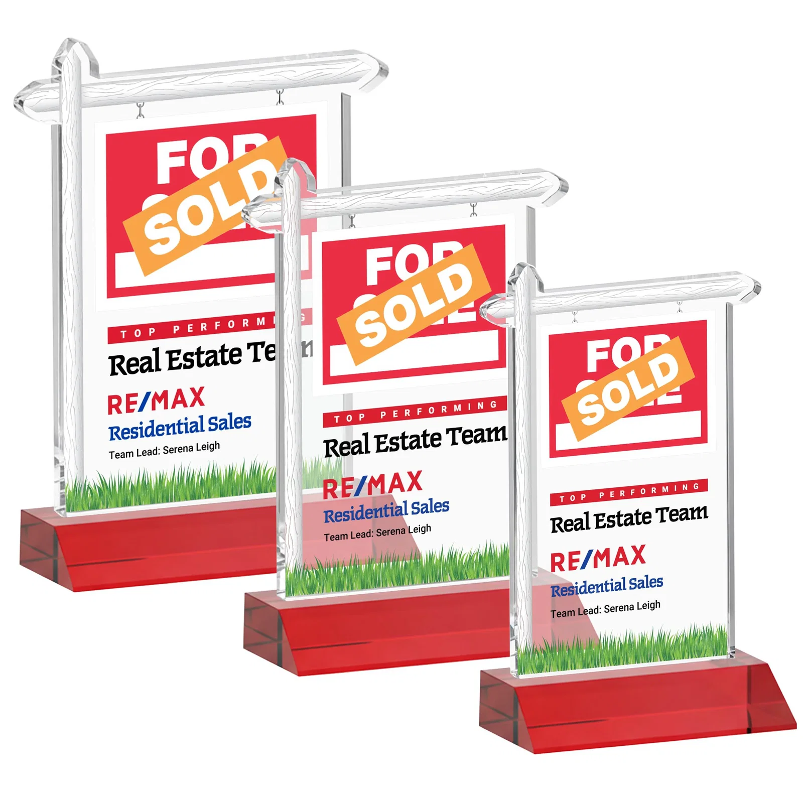 Customized Starfire Crystal Property Sign Award on Mitered Seam Base for service anniversary gifts