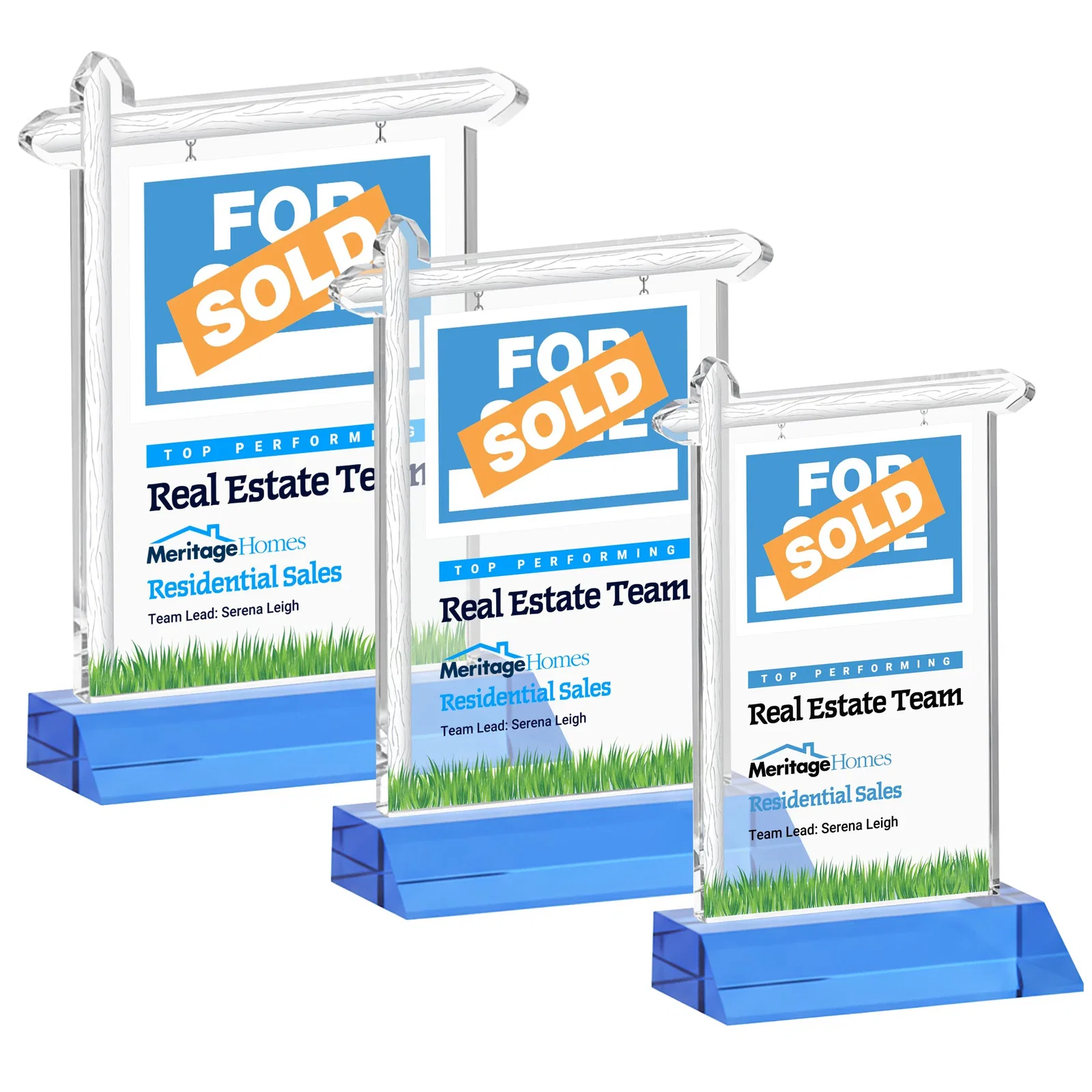 Customized Starfire Crystal Property Sign Award on Mitered Seam Base for donor appreciation