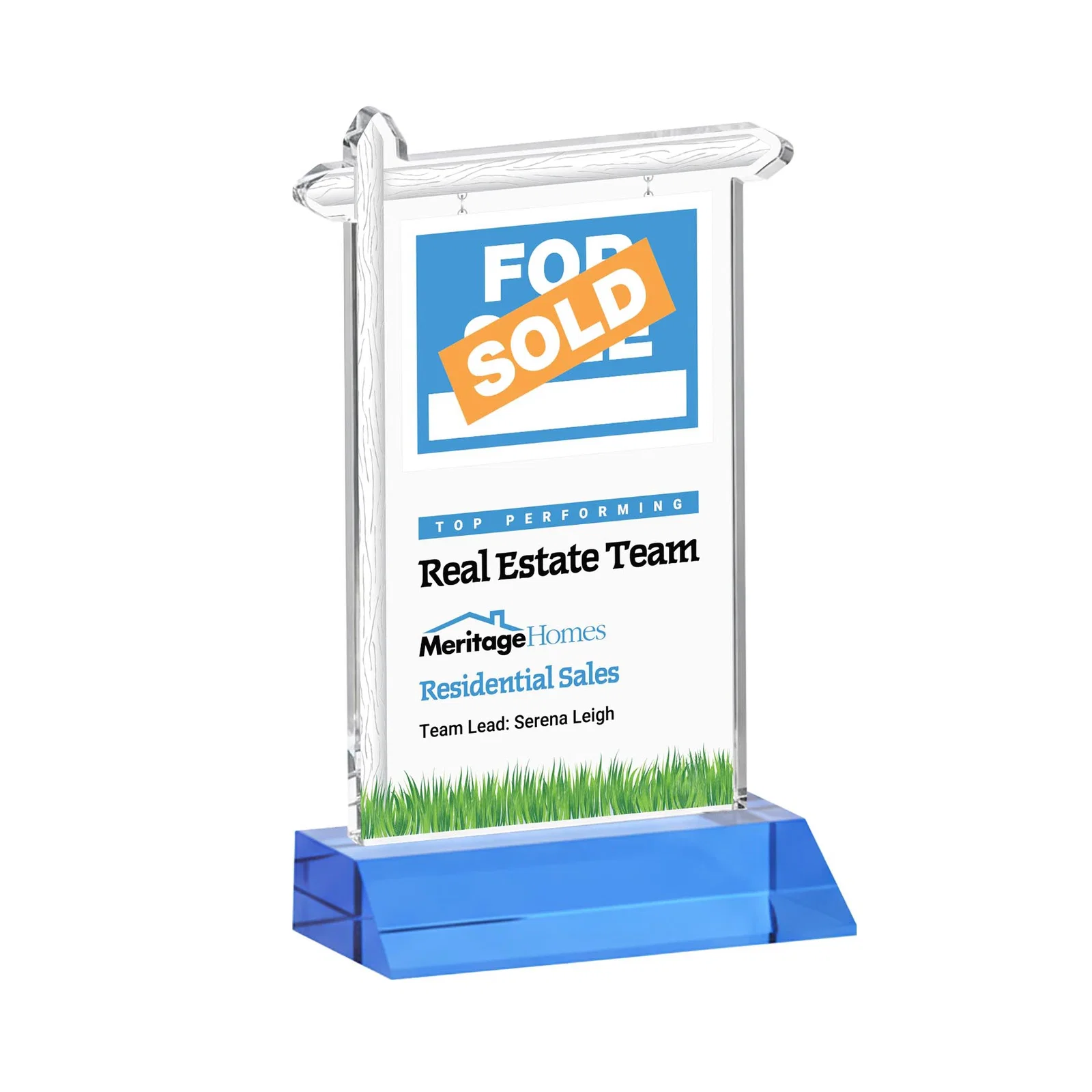 Customized Starfire Crystal Property Sign Award on Mitered Seam Base for graduation ceremonies