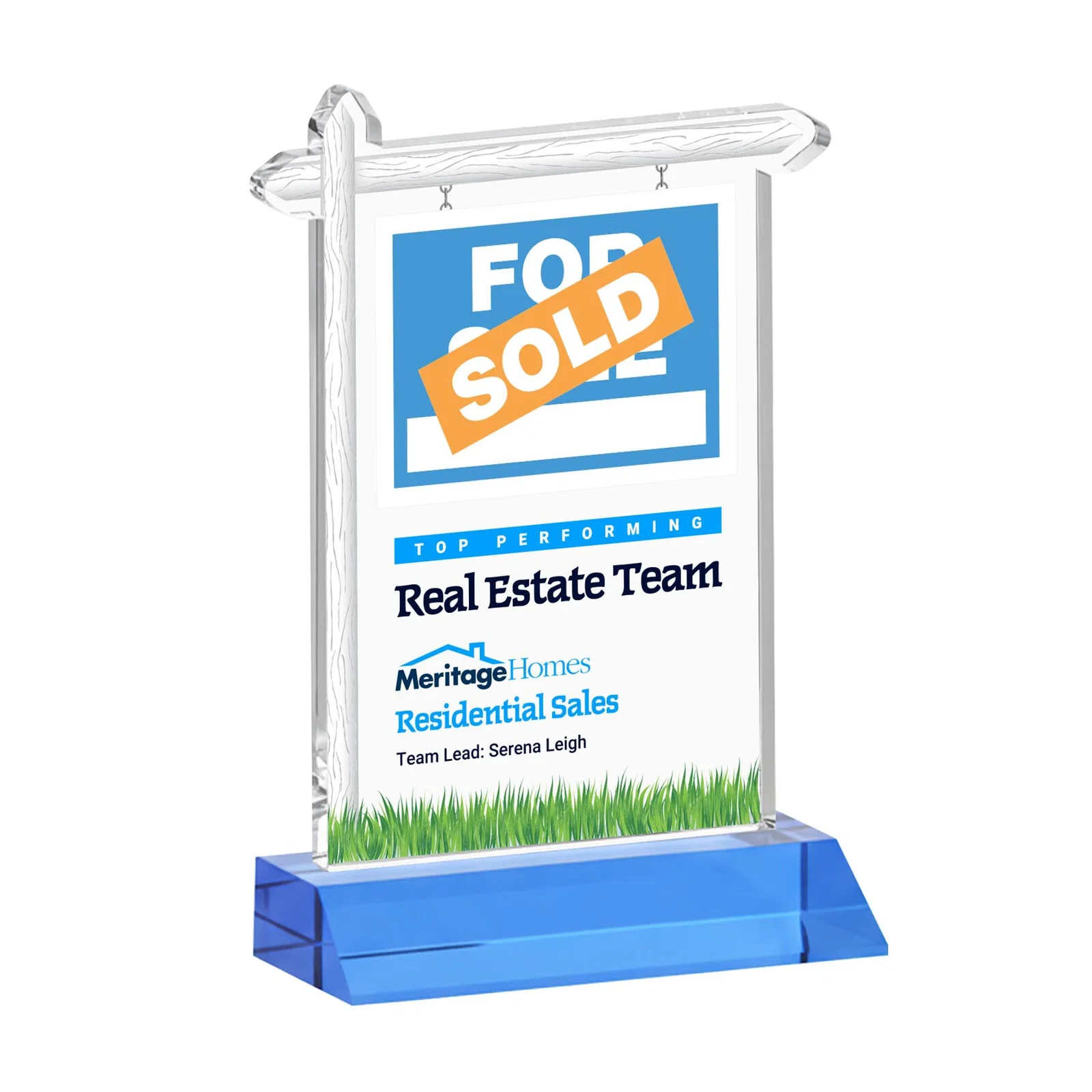 Customized Starfire Crystal Property Sign Award on Mitered Seam Base for safety achievement programs