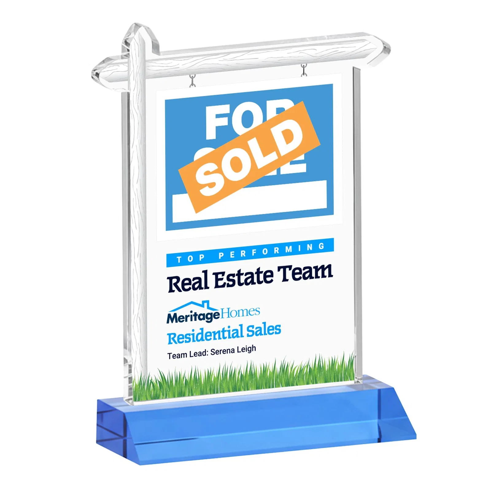 Customized Starfire Crystal Property Sign Award on Mitered Seam Base for volunteer appreciation