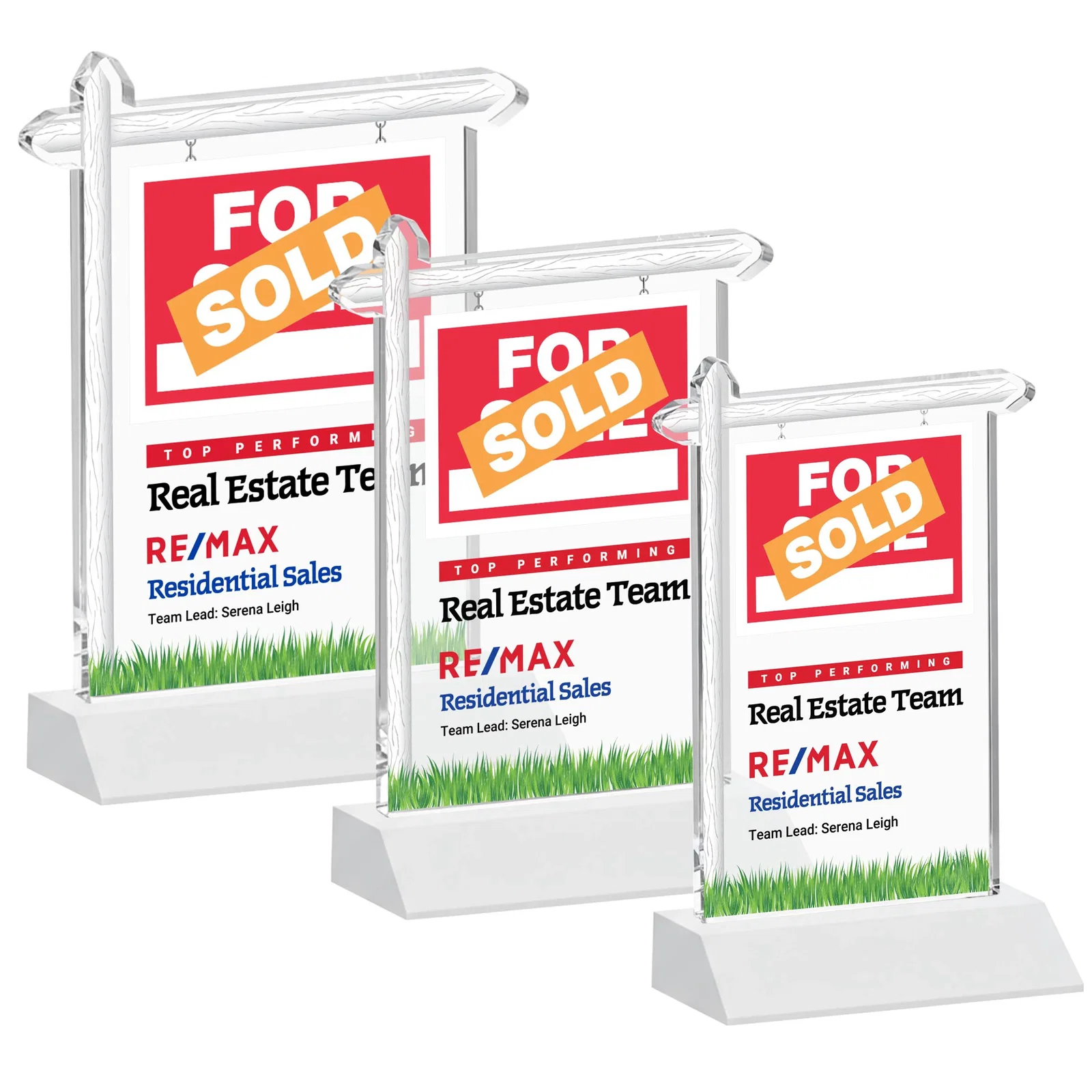 Customized Starfire Crystal Property Sign Award on Mitered Seam Base for dealer and partner awards