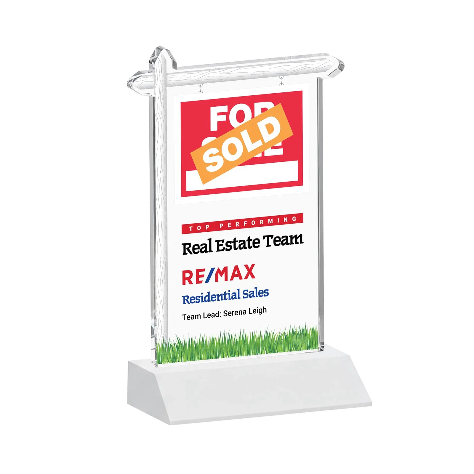 Customized Starfire Crystal Property Sign Award on Mitered Seam Base for company anniversary events