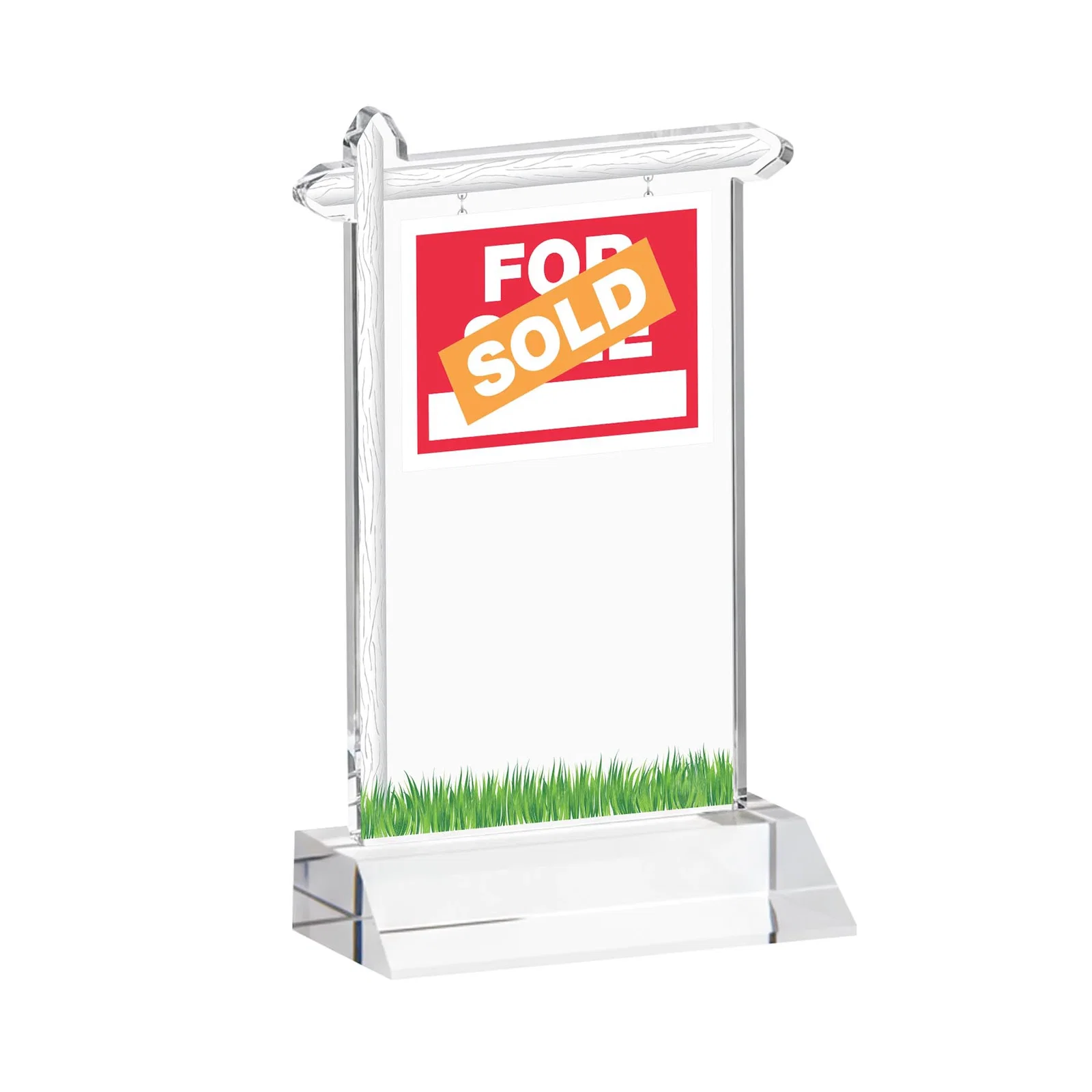 Custom engraved Starfire Crystal Property Sign Award on Mitered Seam Base for service anniversary gifts