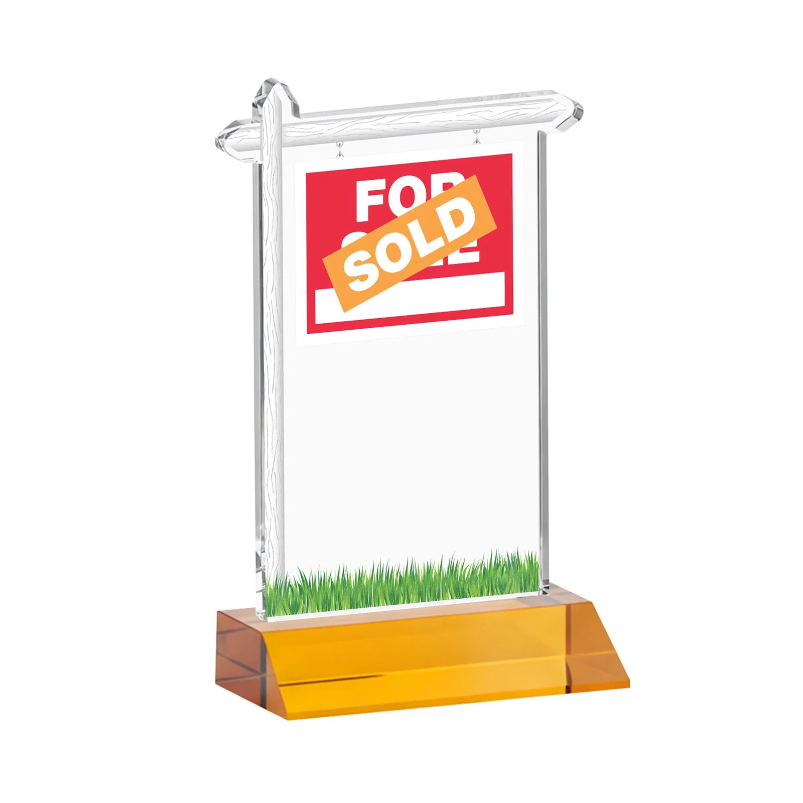 Custom engraved Starfire Crystal Property Sign Award on Mitered Seam Base for team milestone celebrations