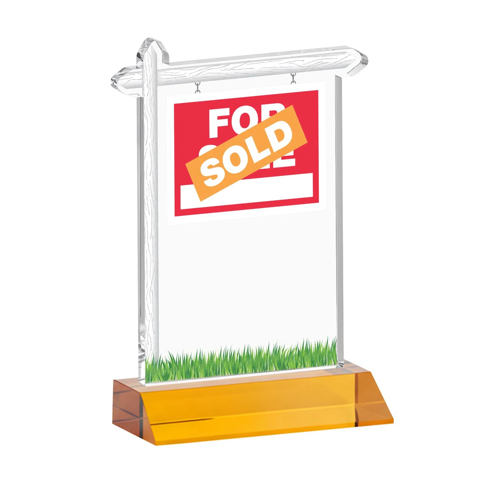 Custom engraved Starfire Crystal Property Sign Award on Mitered Seam Base for donor appreciation