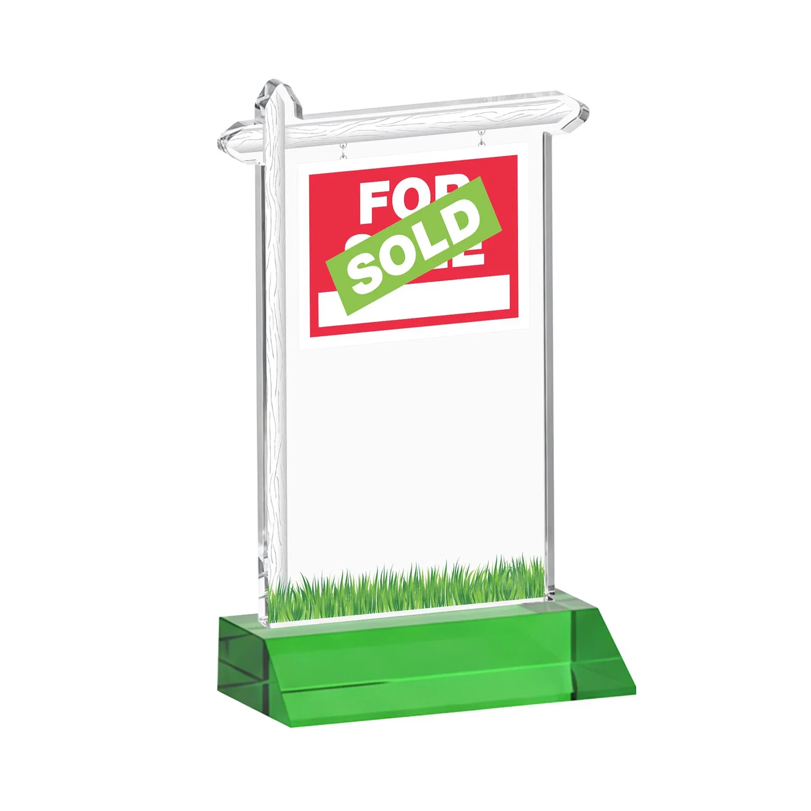 Custom engraved Starfire Crystal Property Sign Award on Mitered Seam Base for safety achievement programs