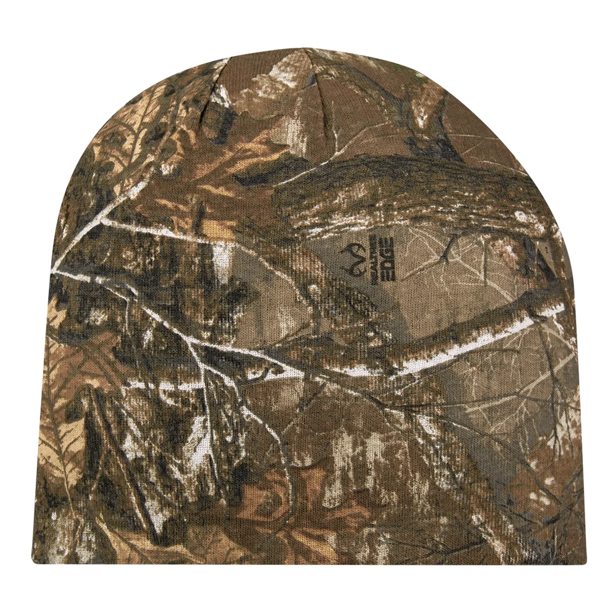 Knit texture visible across the camo cap