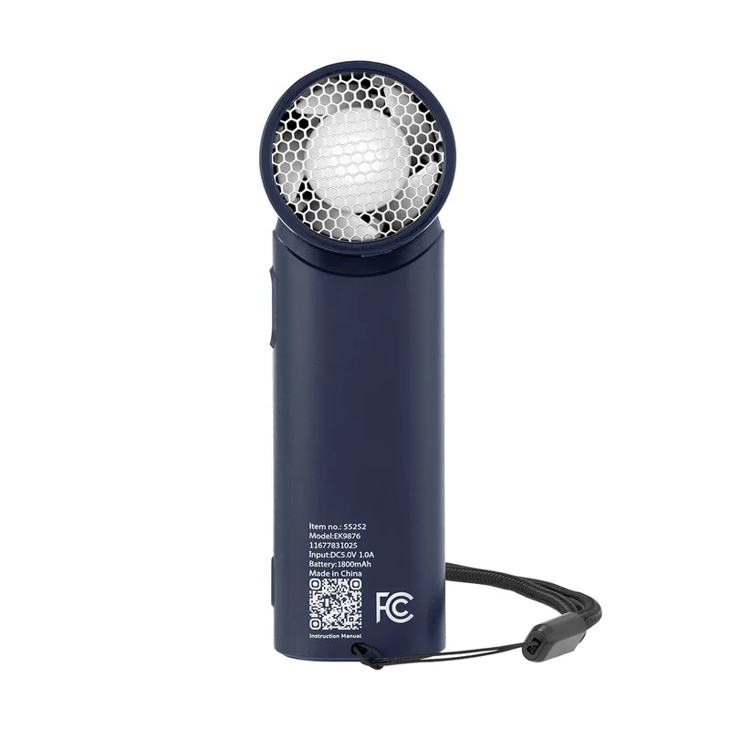 Angled shot of the compact battery powered airflow gadget