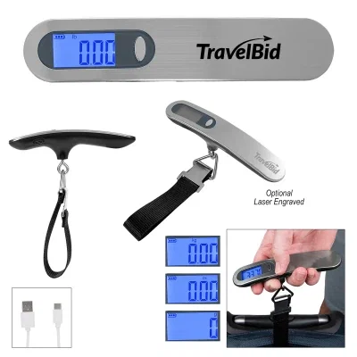 Rechargeable luggage scale with a lit digital display