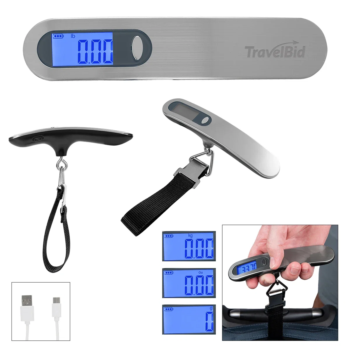 Scale lifting a packed suitcase by the handle